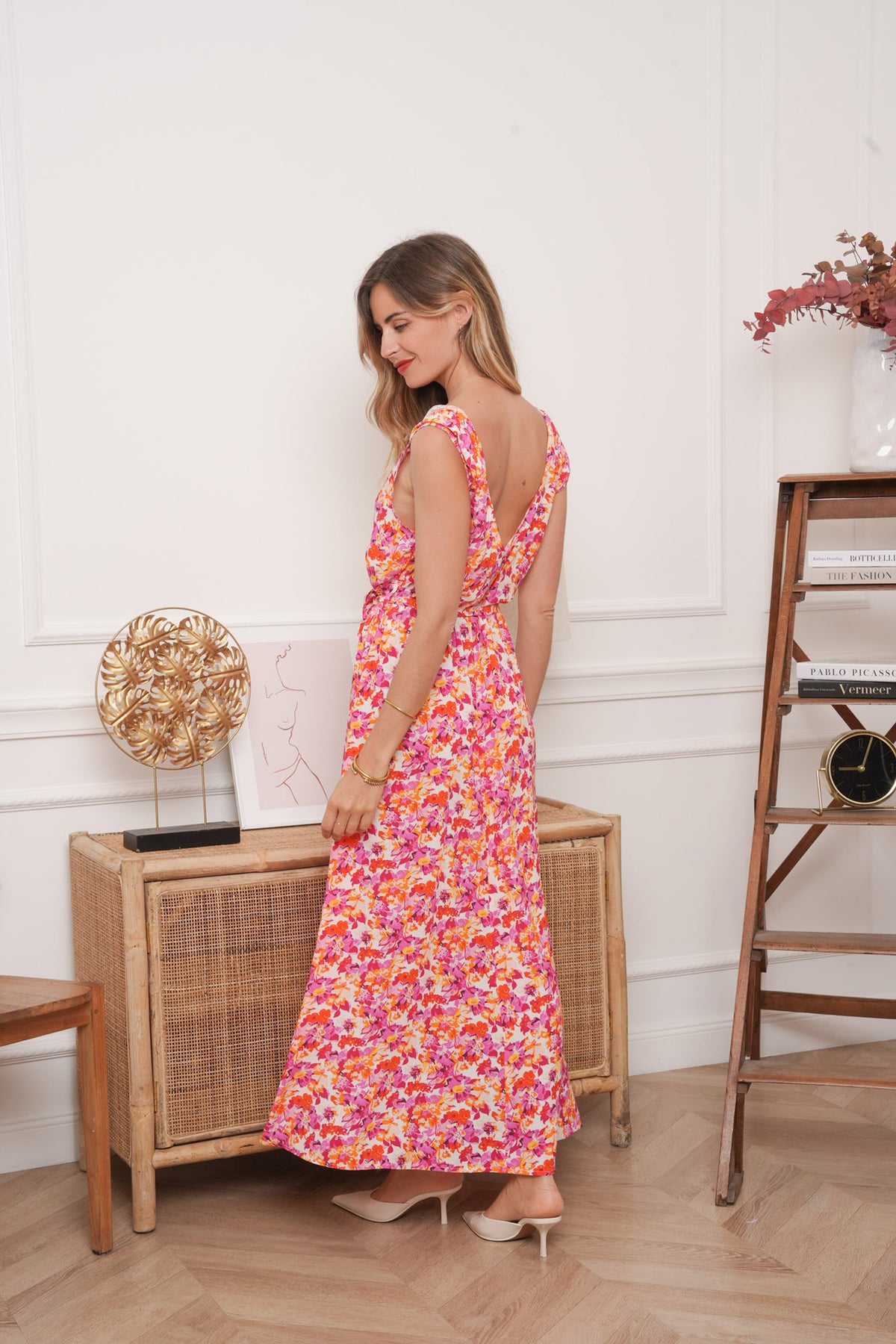 Maxikjole med blomsterprint - Multi