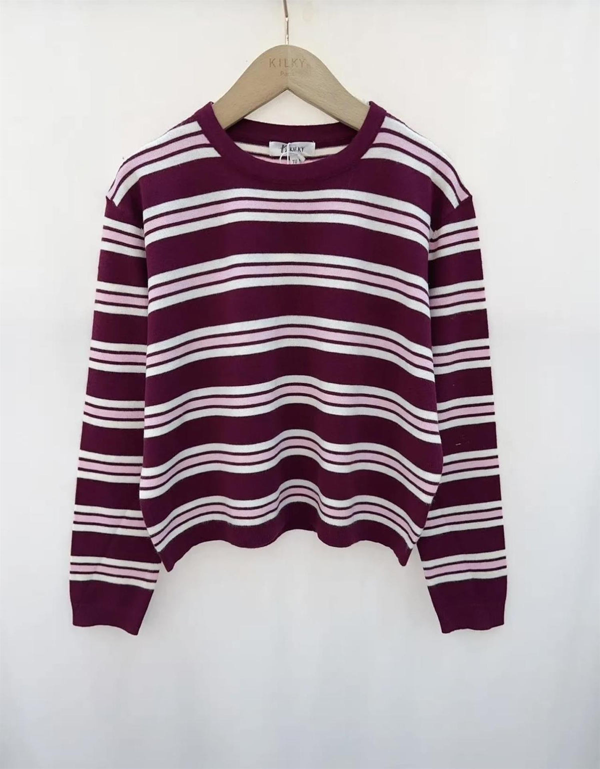 Genser med striper - Burgunder/Rosa - Rosa