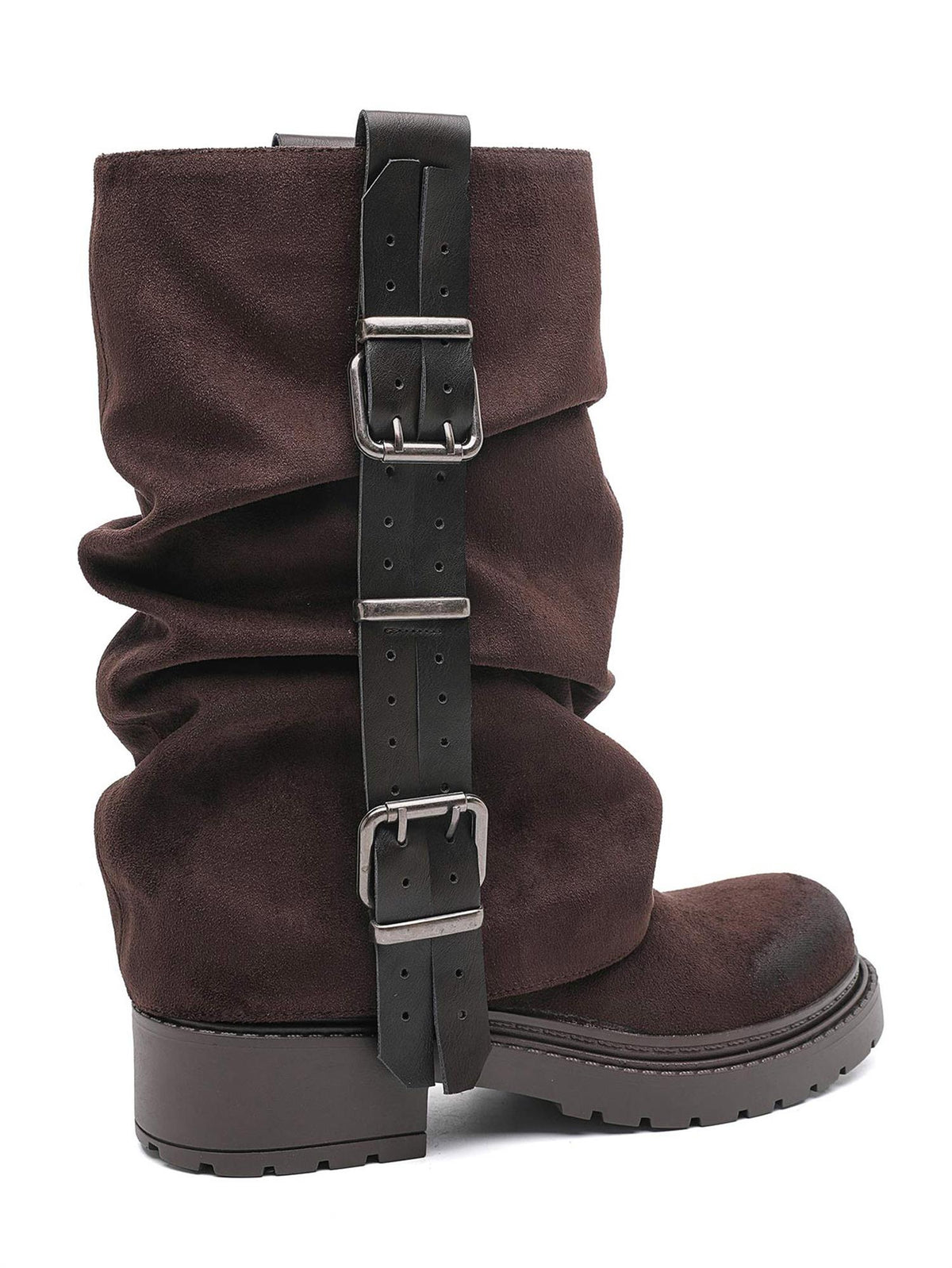 Høy boot med buckle - Brun