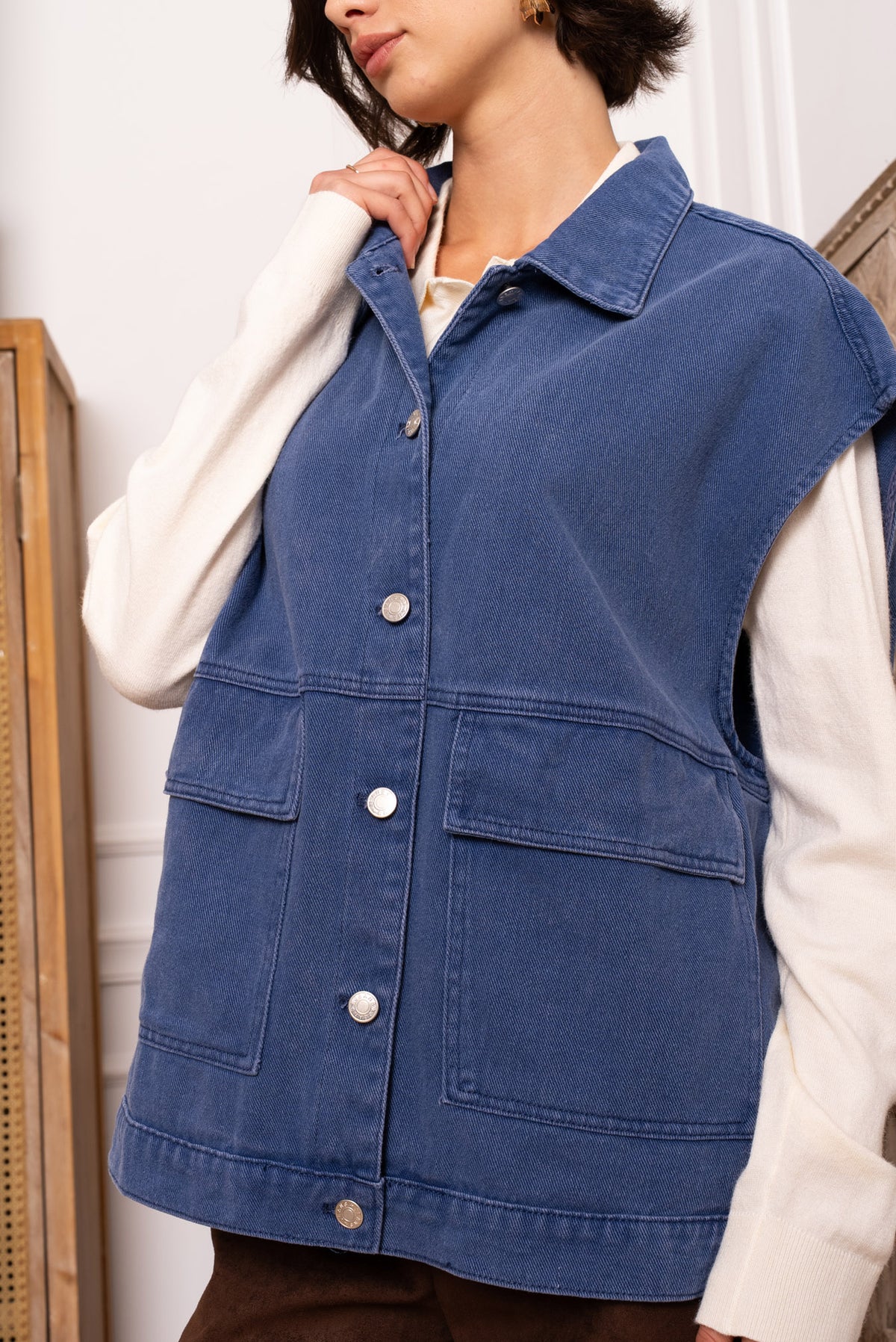 Oversized denimvest - Blå