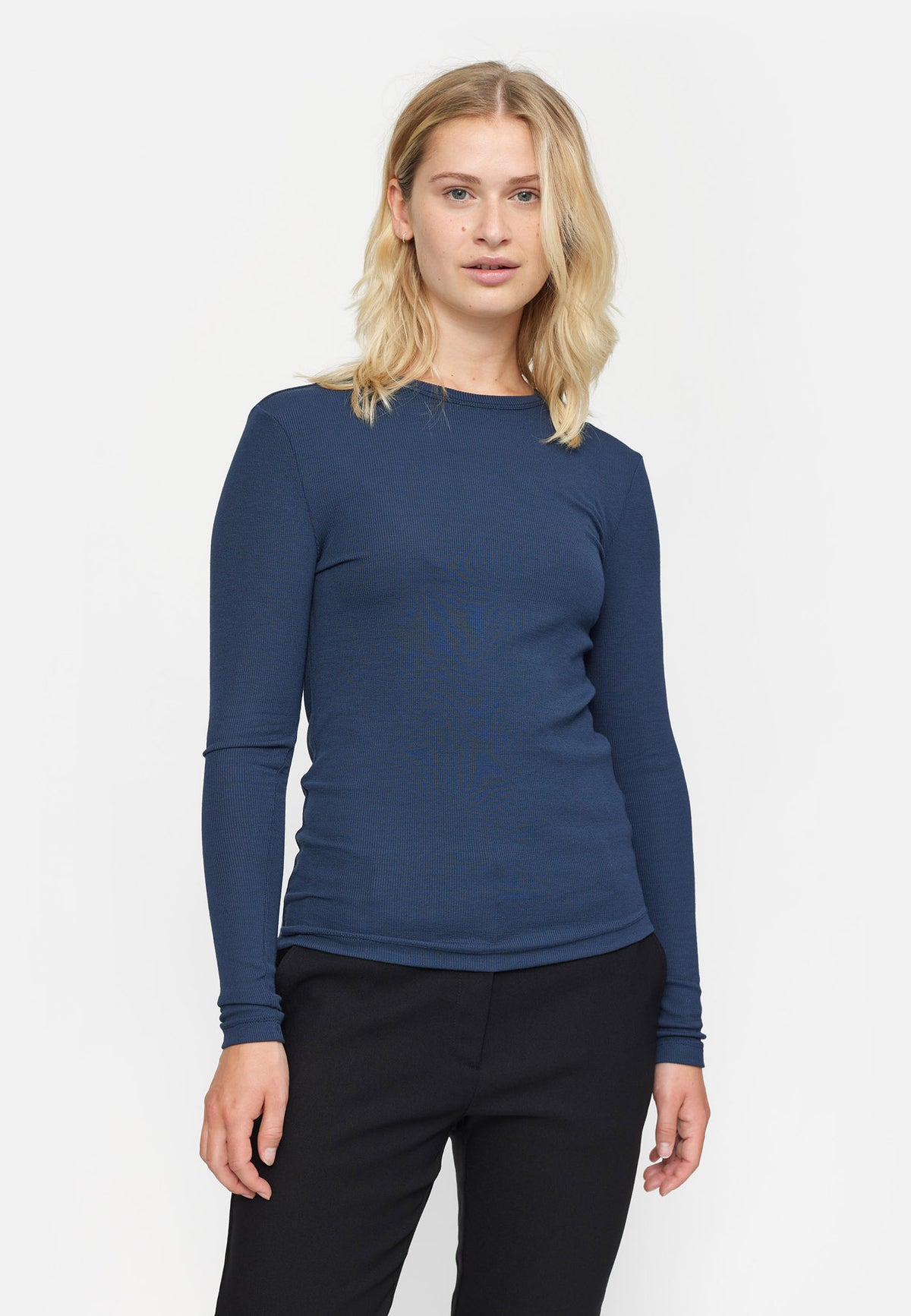 Fenja O-neck Top - Mørkeblå