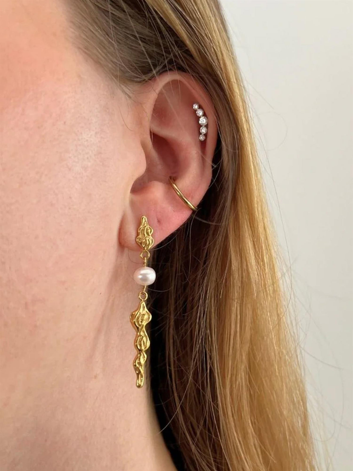 Freja earrings gold plated - Gold