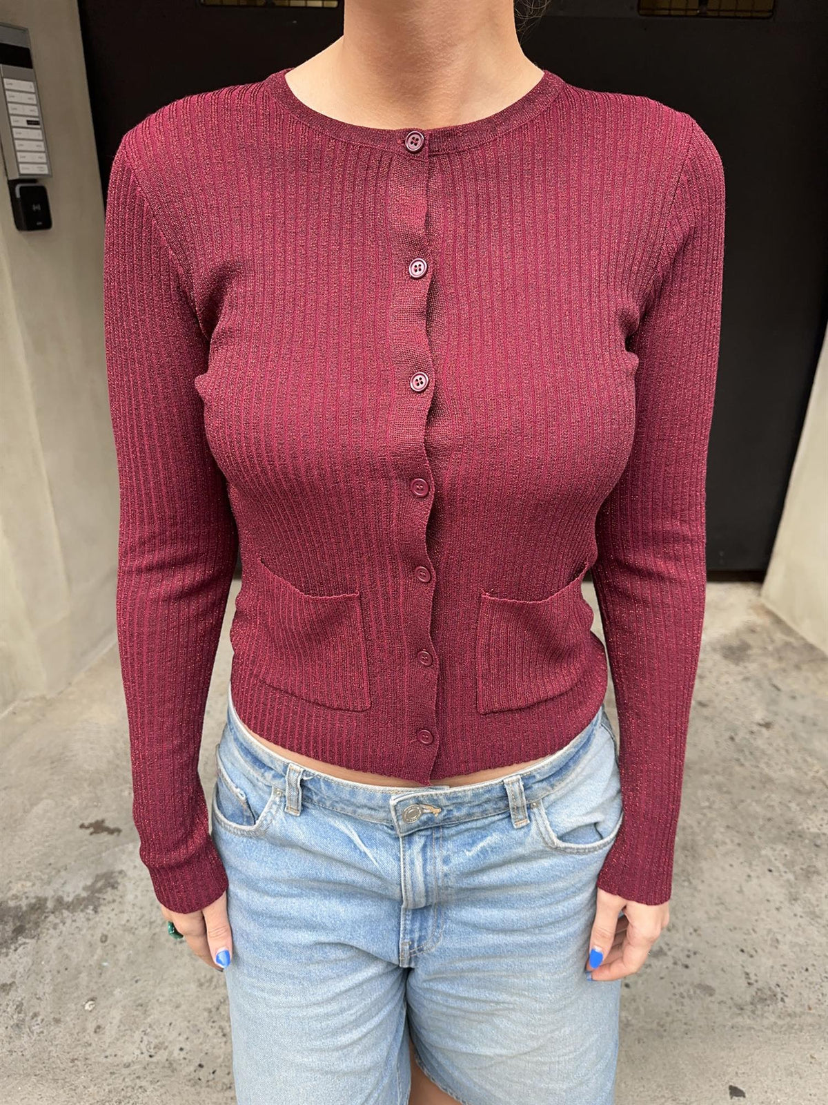 Tynn cardigan - Burgunder