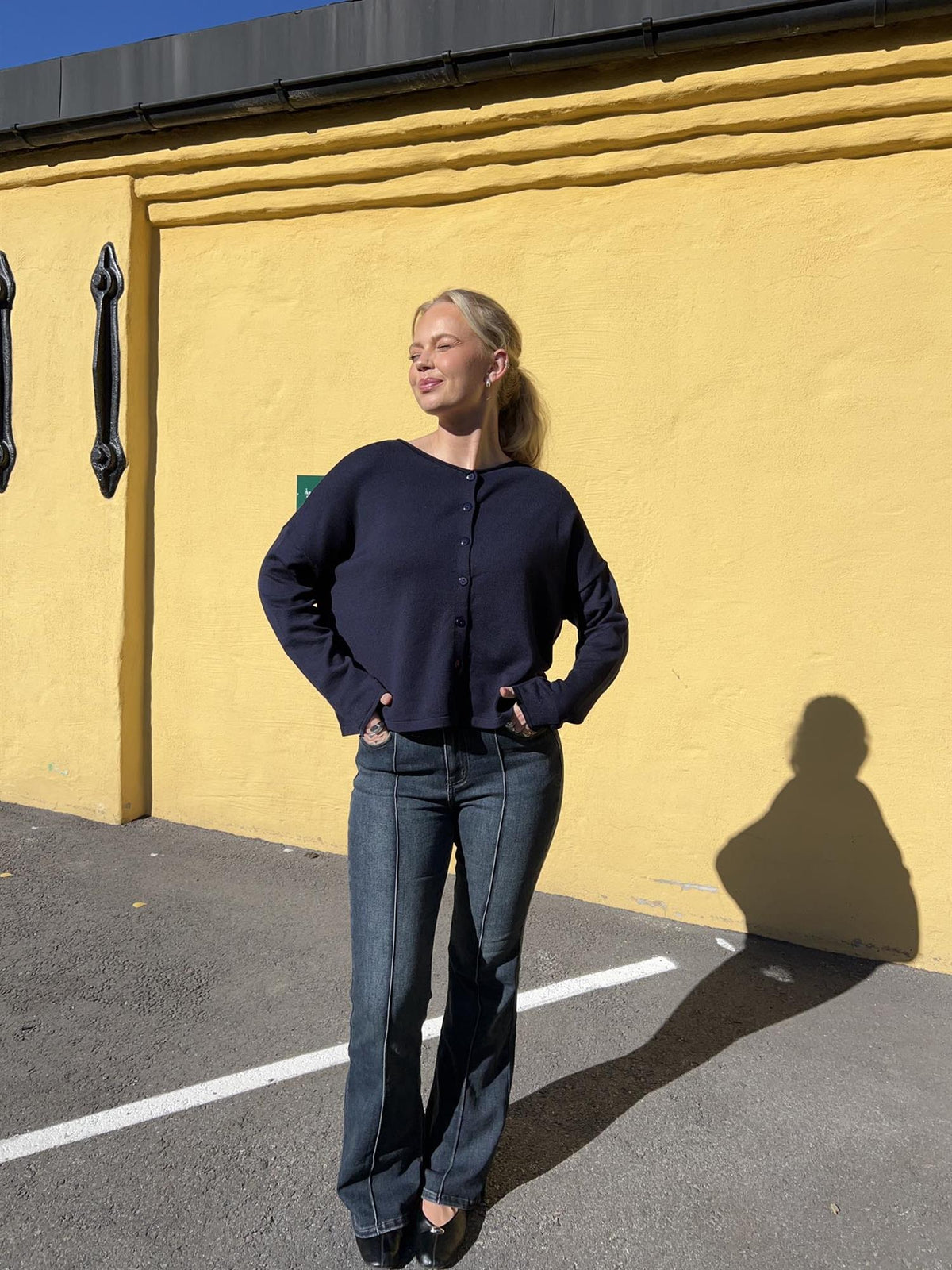 Bootcut jeans med sømdetaljer 2108 - Mørkeblå