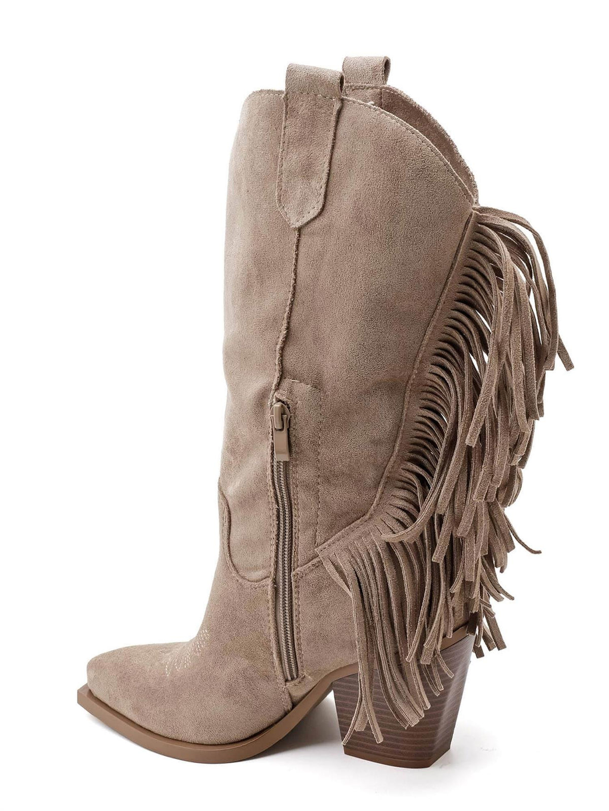 Cowboyboot med frynser - Khaki