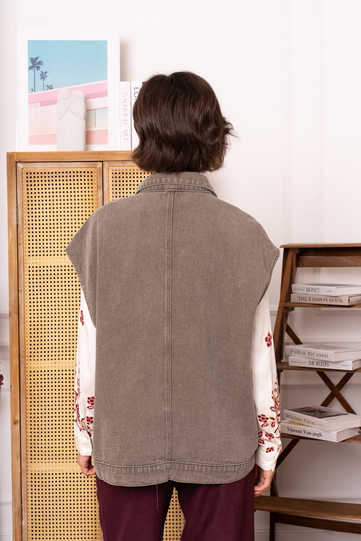Oversized denimvest - Khaki