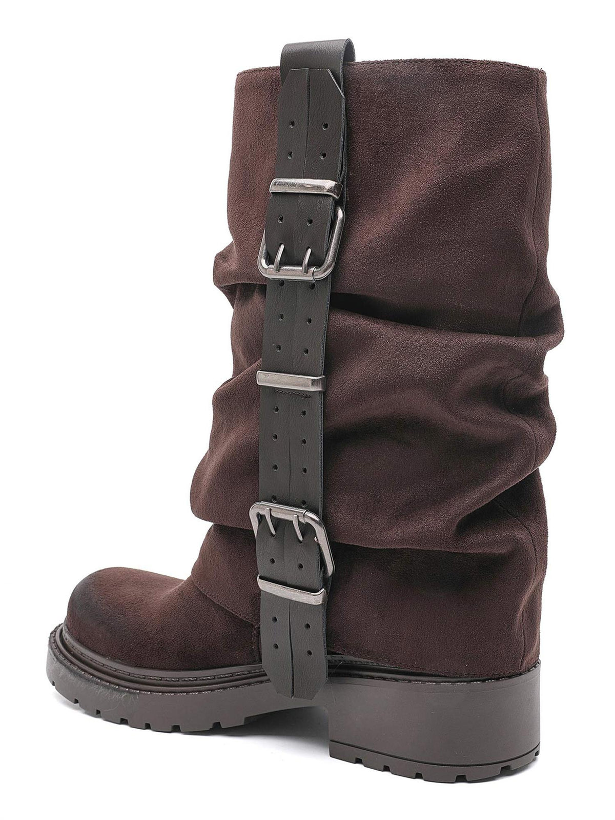 Høy boot med buckle - Brun