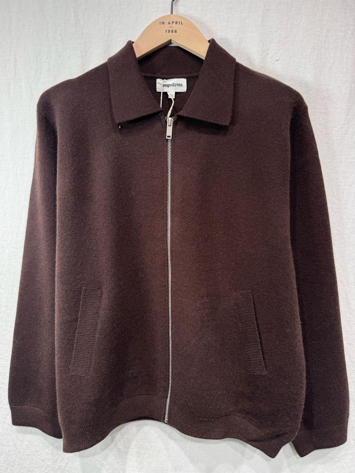 Cardigan med glidelås - Brun