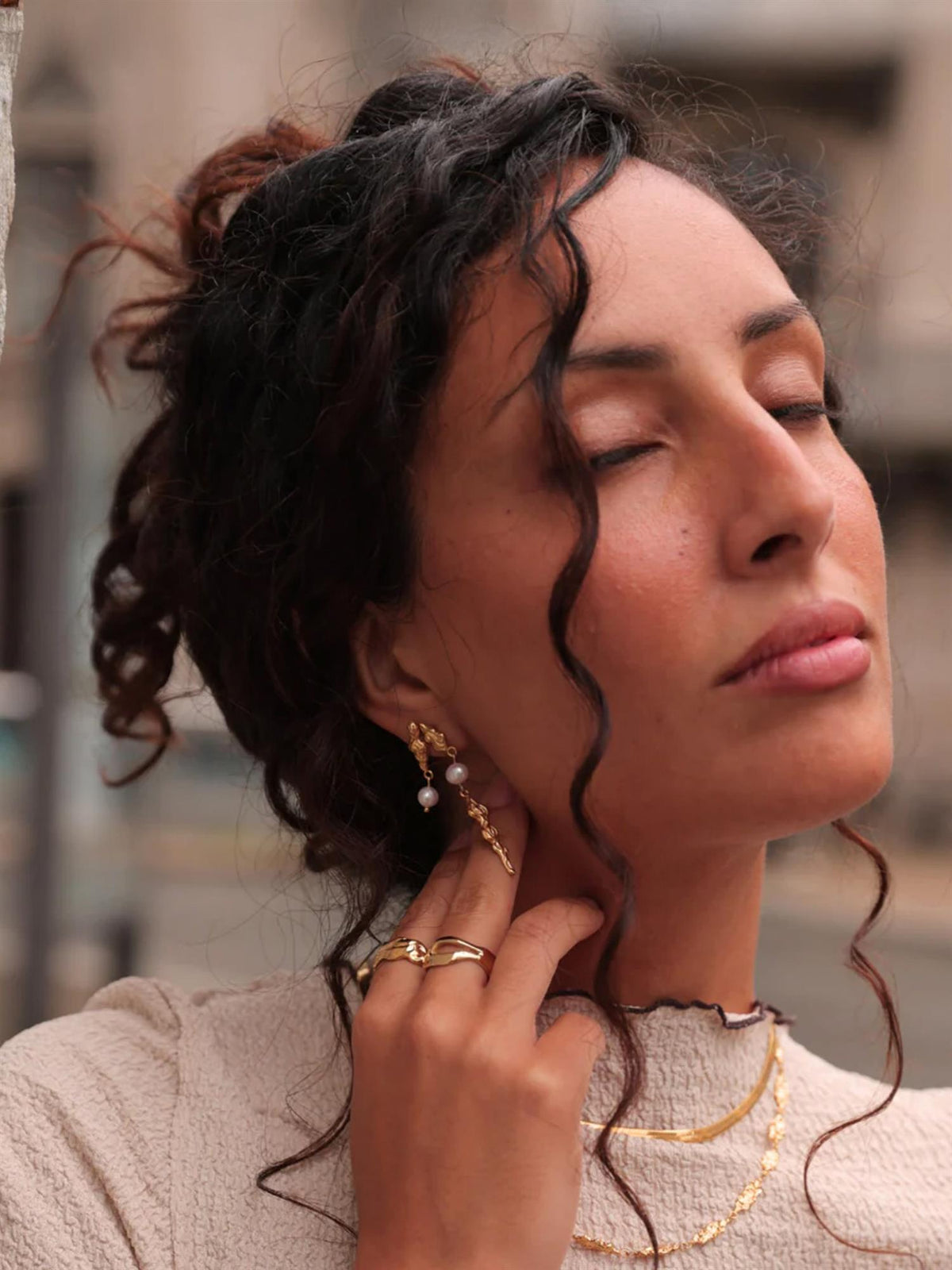 Freja earrings gold plated - Gold
