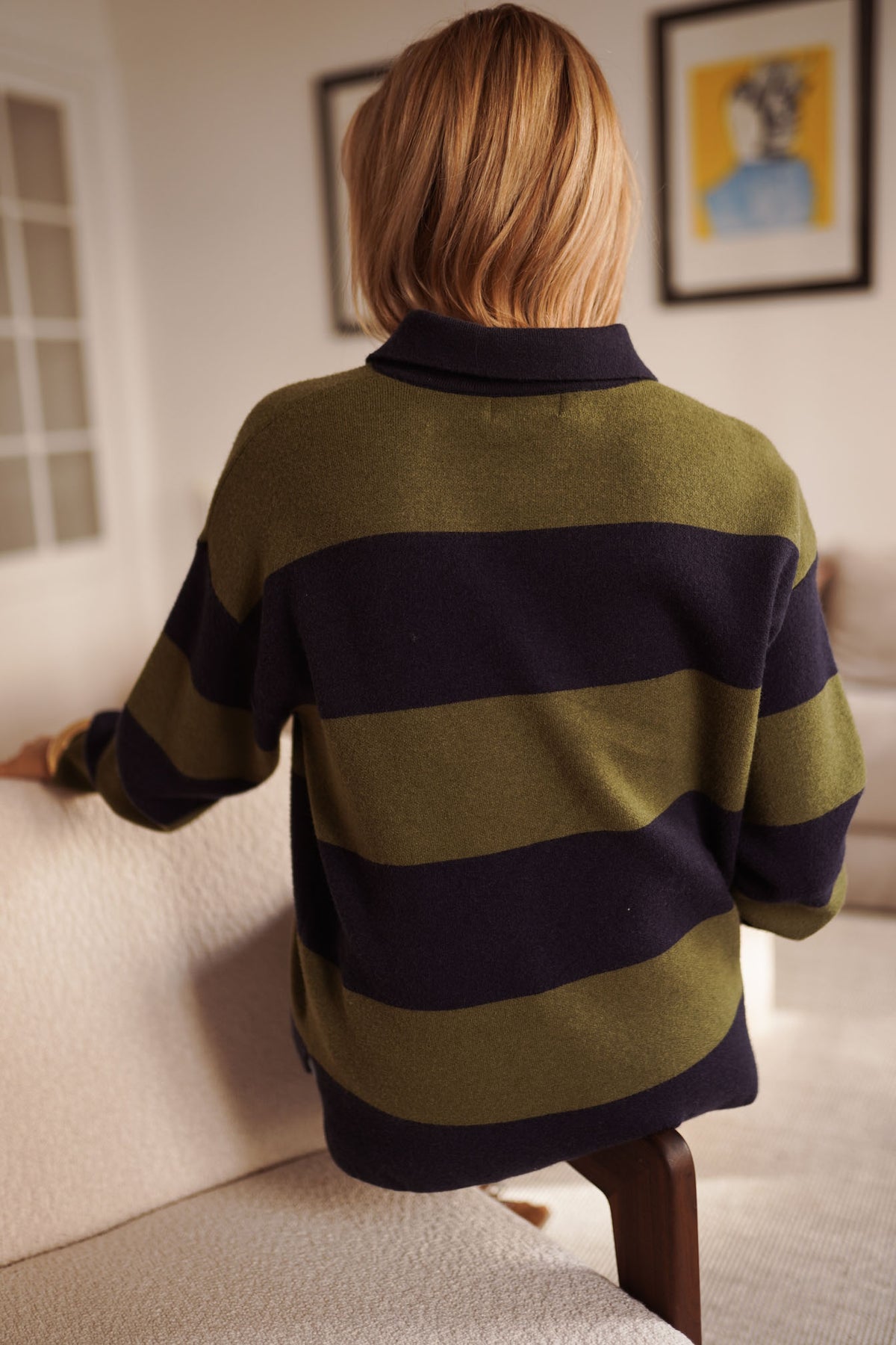 Pologenser med brede striper - Khaki