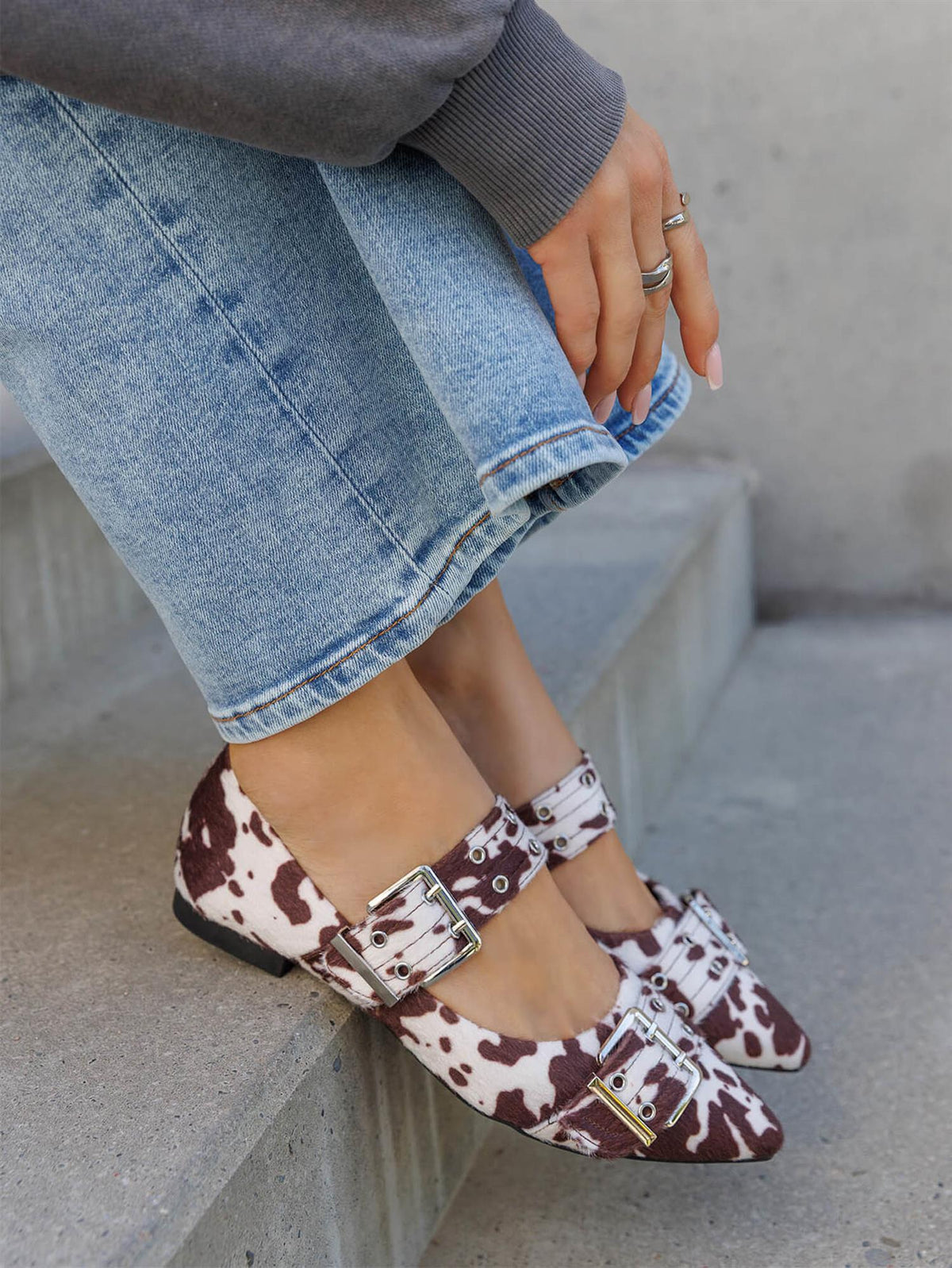Buckle ballerina 9725 - Cow Brown