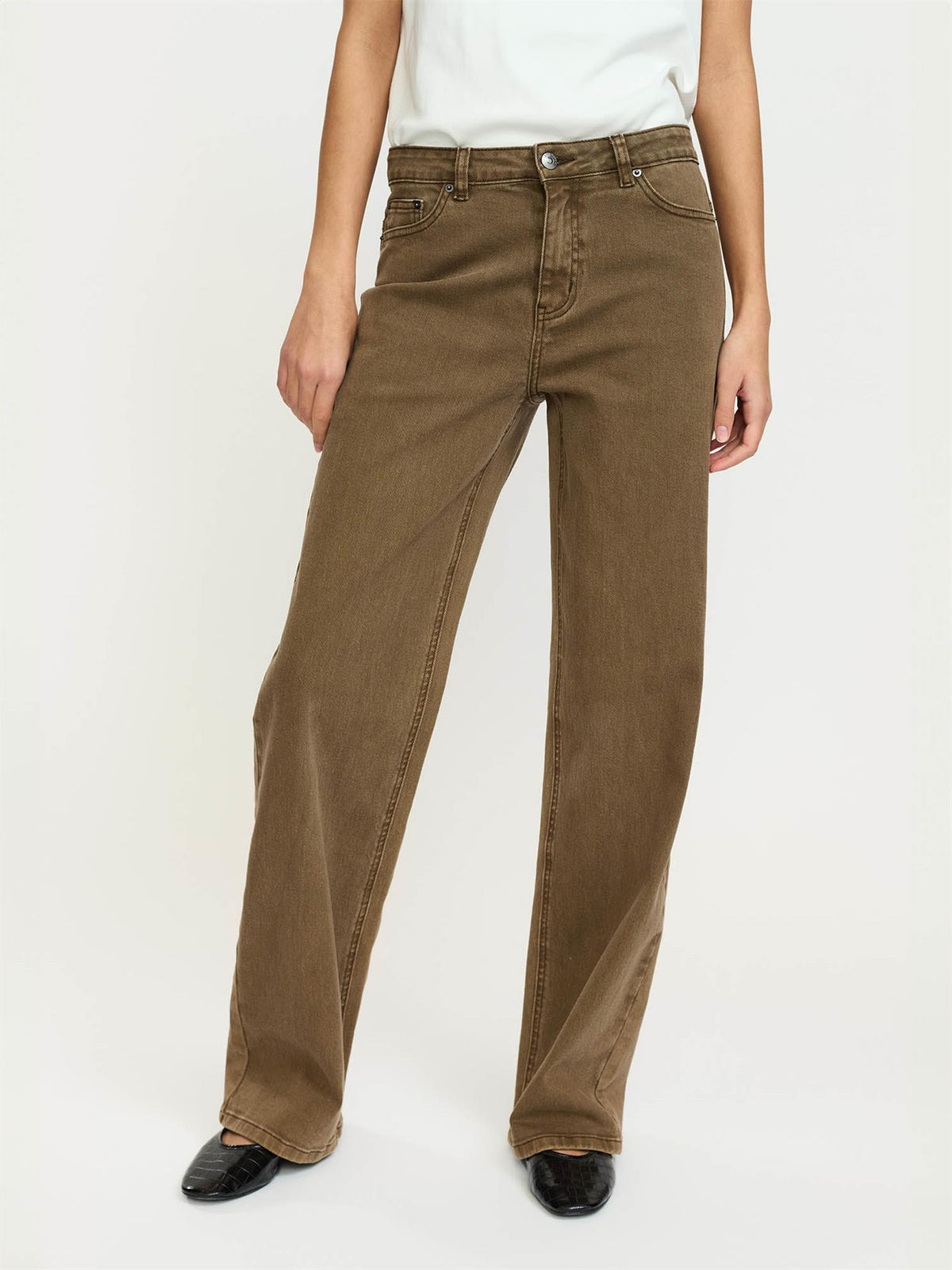 Kilea willa midwaist wide jeans - Brun