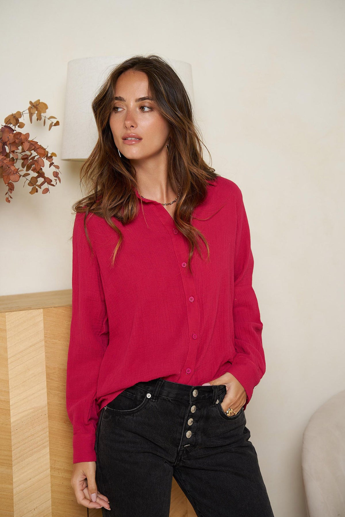 Basic bluse - Rød