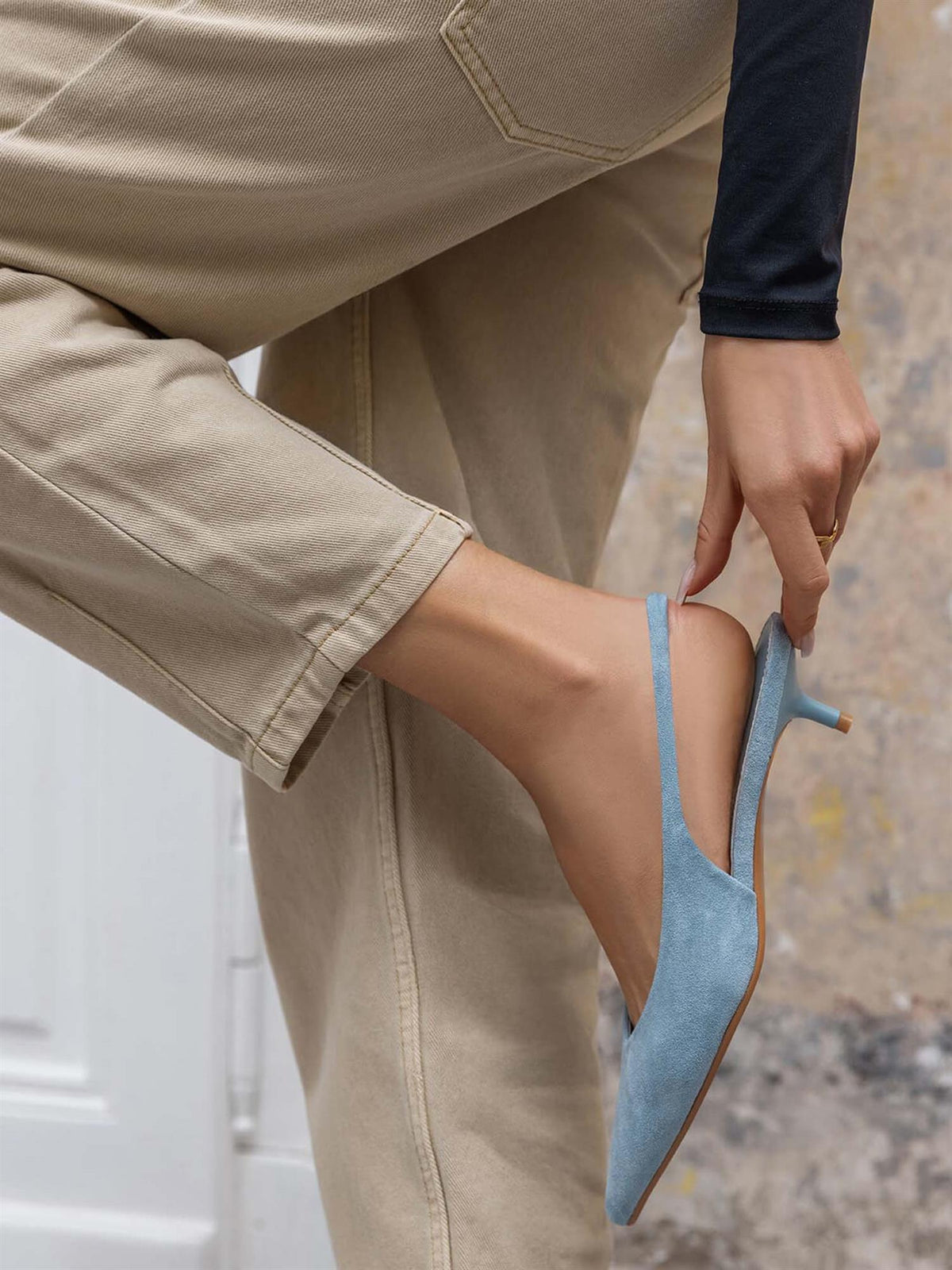 Slingback kitten heels 9793 - Blå