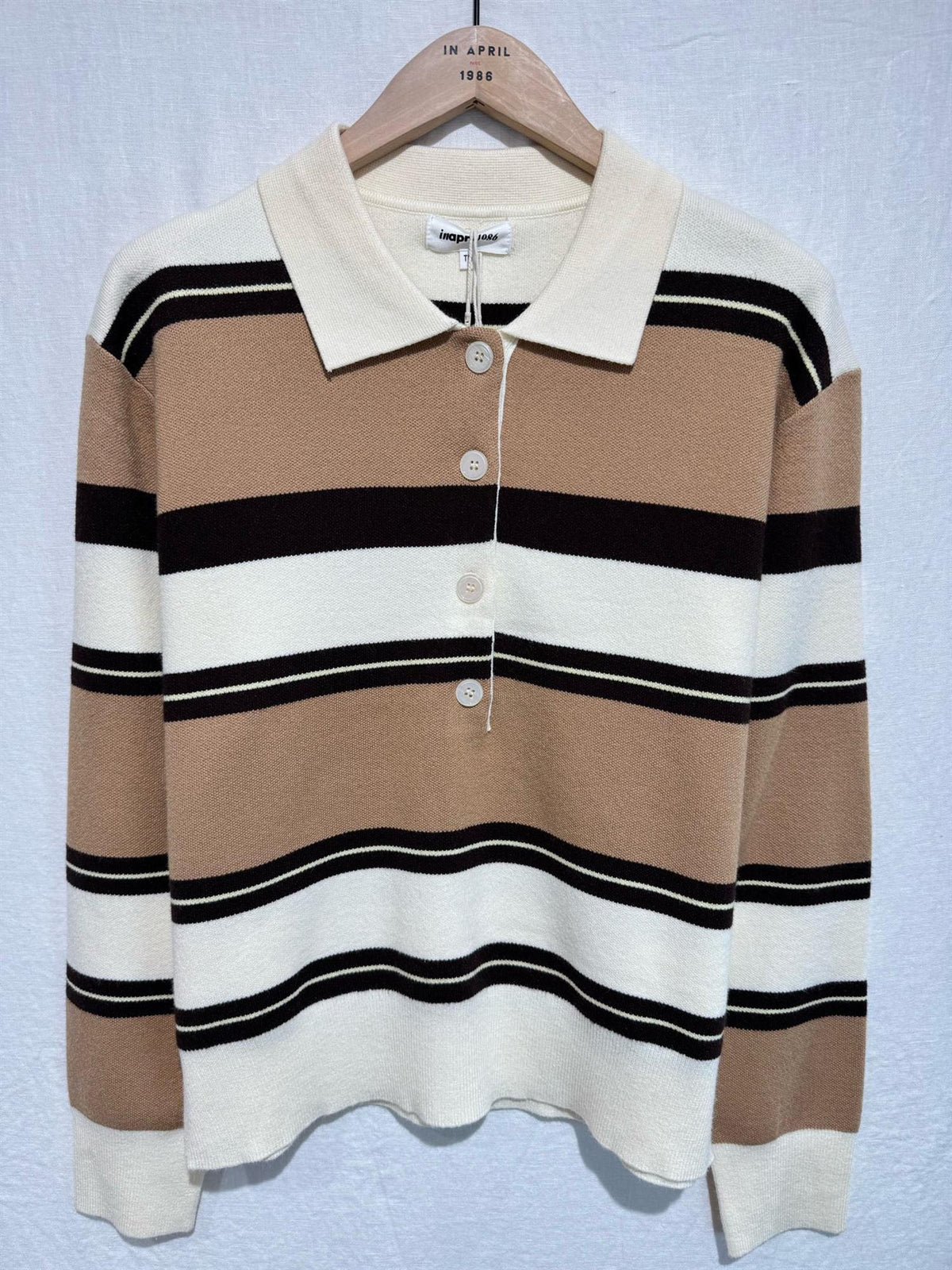 Pologenser med striper - Beige