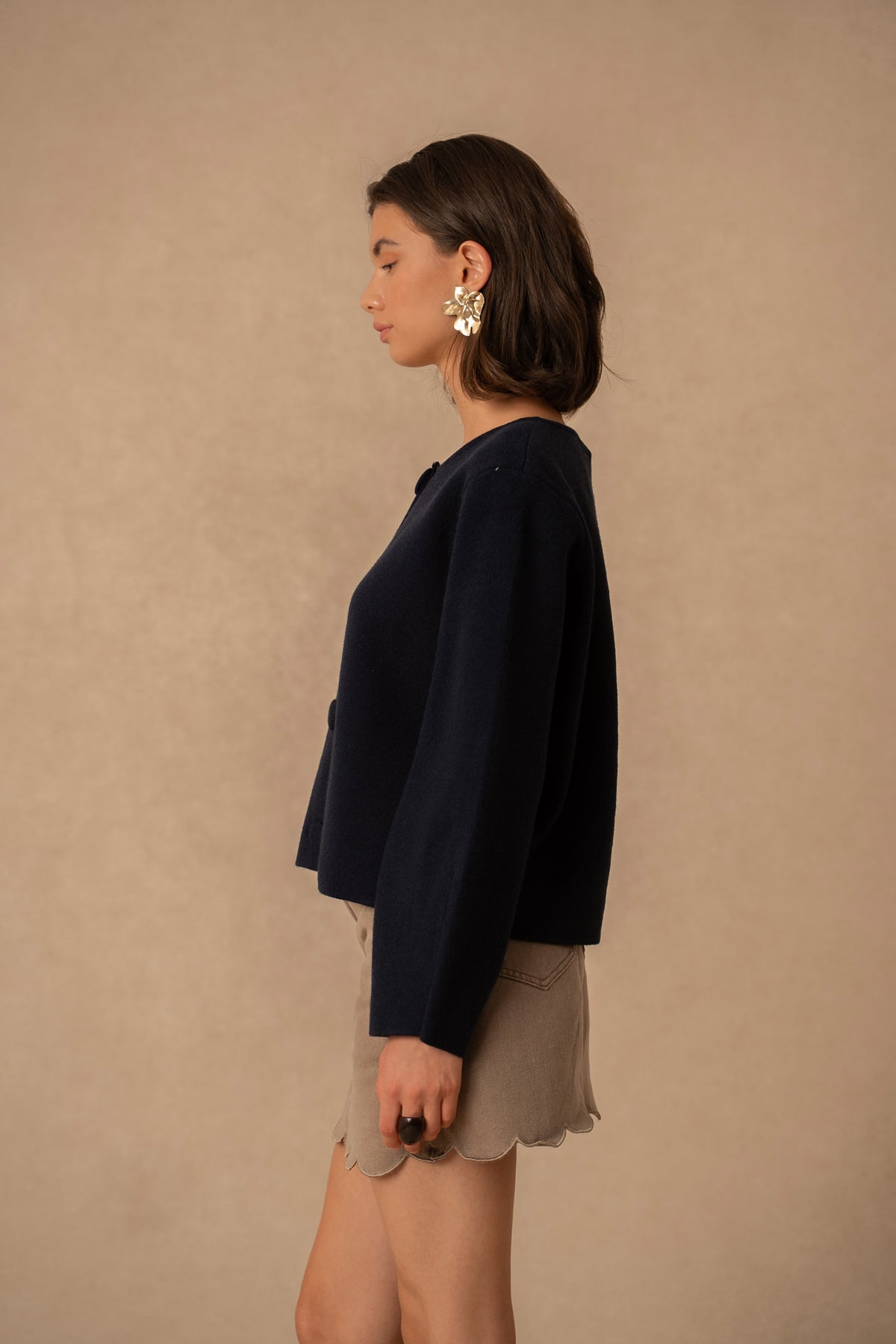 Cardigan med store knapper YP2085 - Marineblå