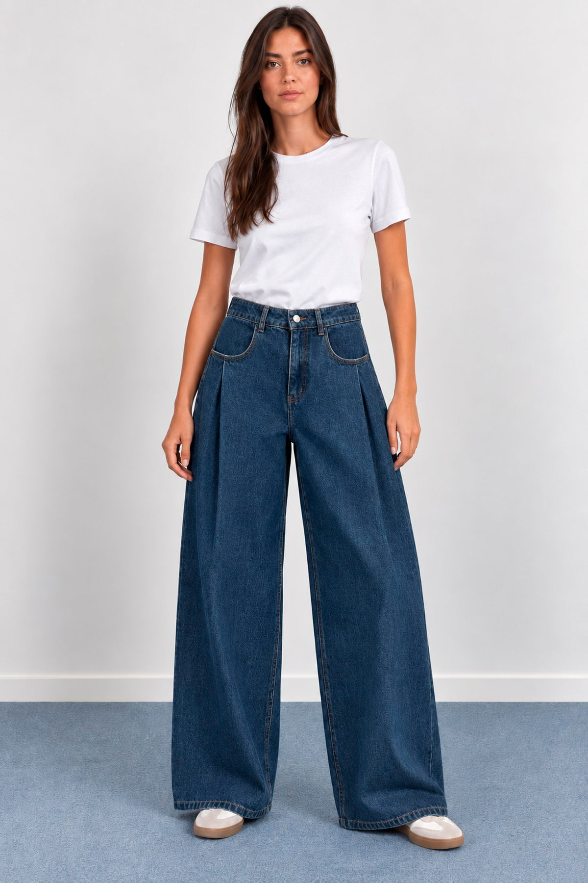 Jeans med legg - Blå