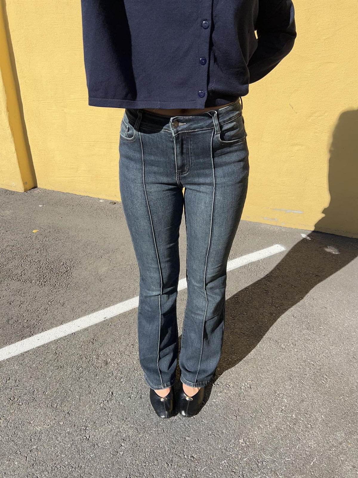 Bootcut jeans med sømdetaljer 2108 - Mørkeblå