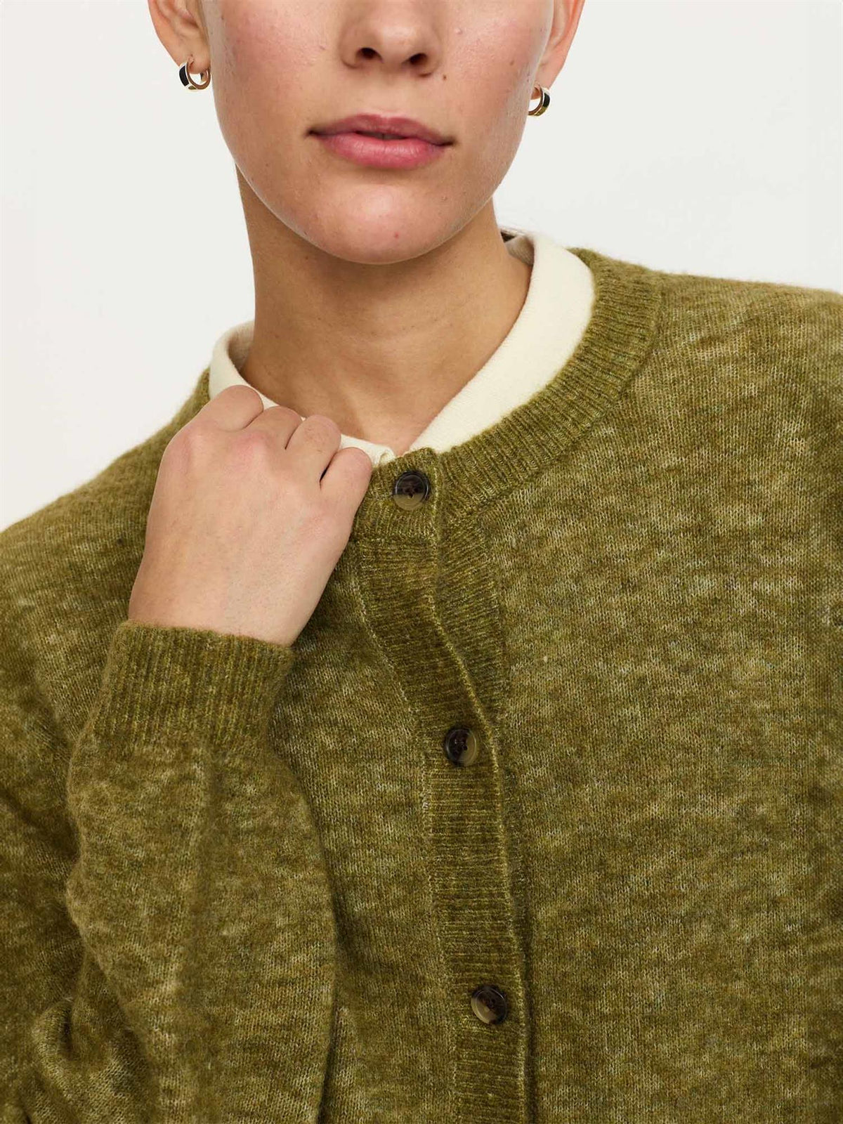 Allison O-neck cardigan knit - Grønn