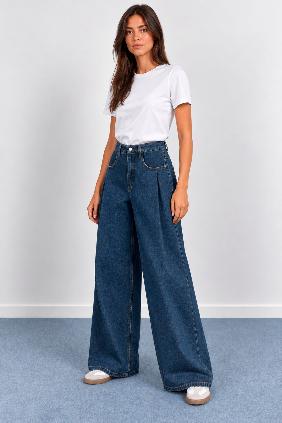 Jeans med legg - Blå