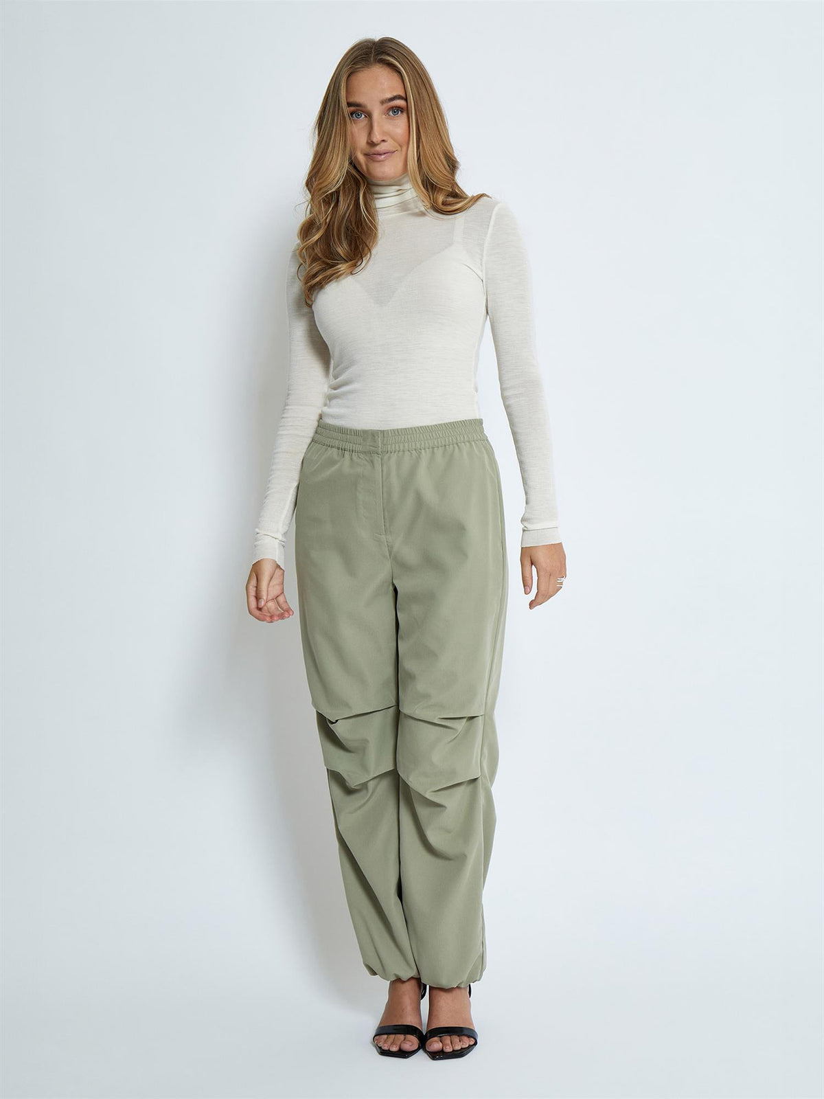 Cally Roll Neck Long Sleeve Top - Off White