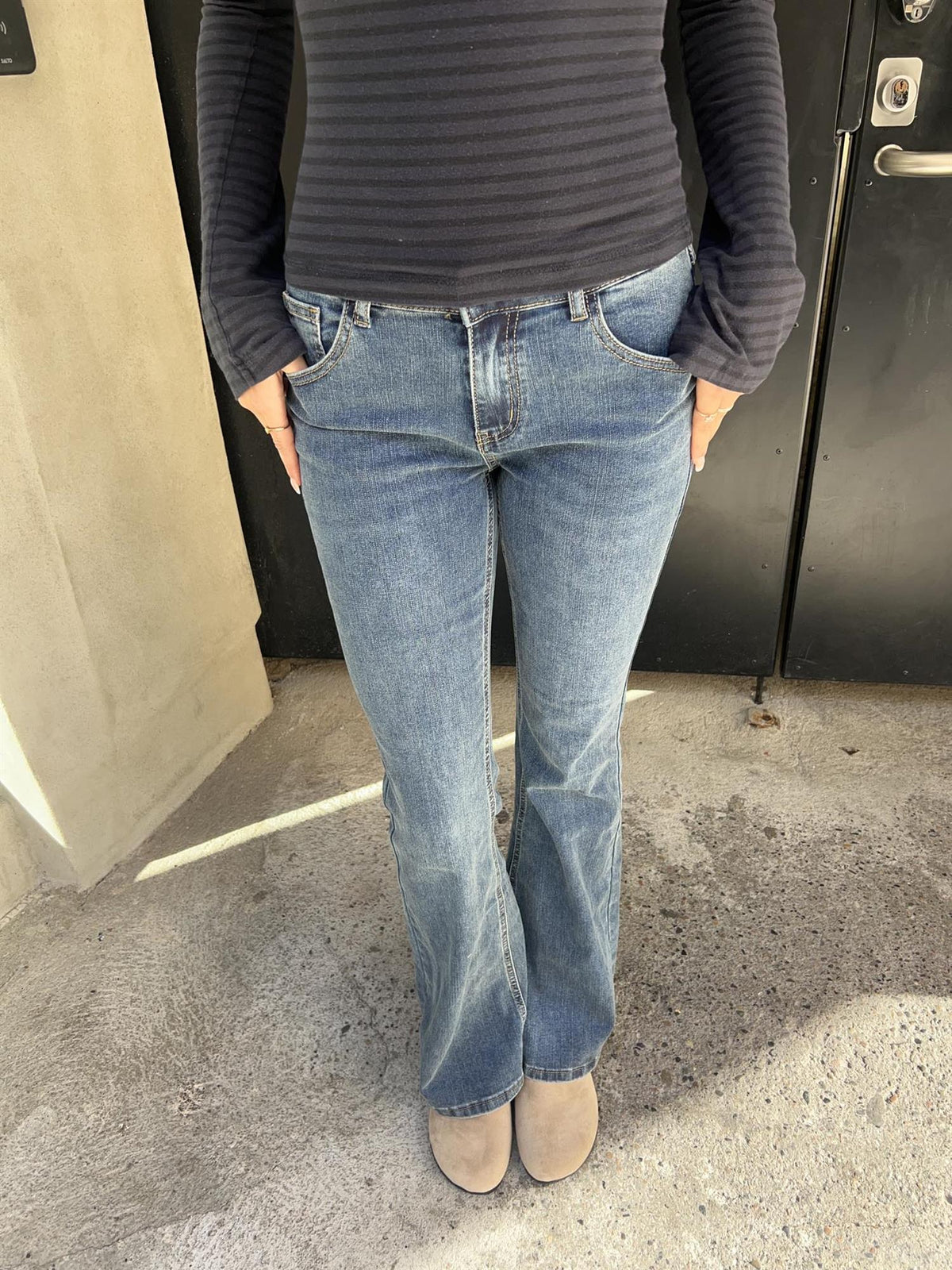 Flarejeans med lavt liv 5105 - Vintage Blå