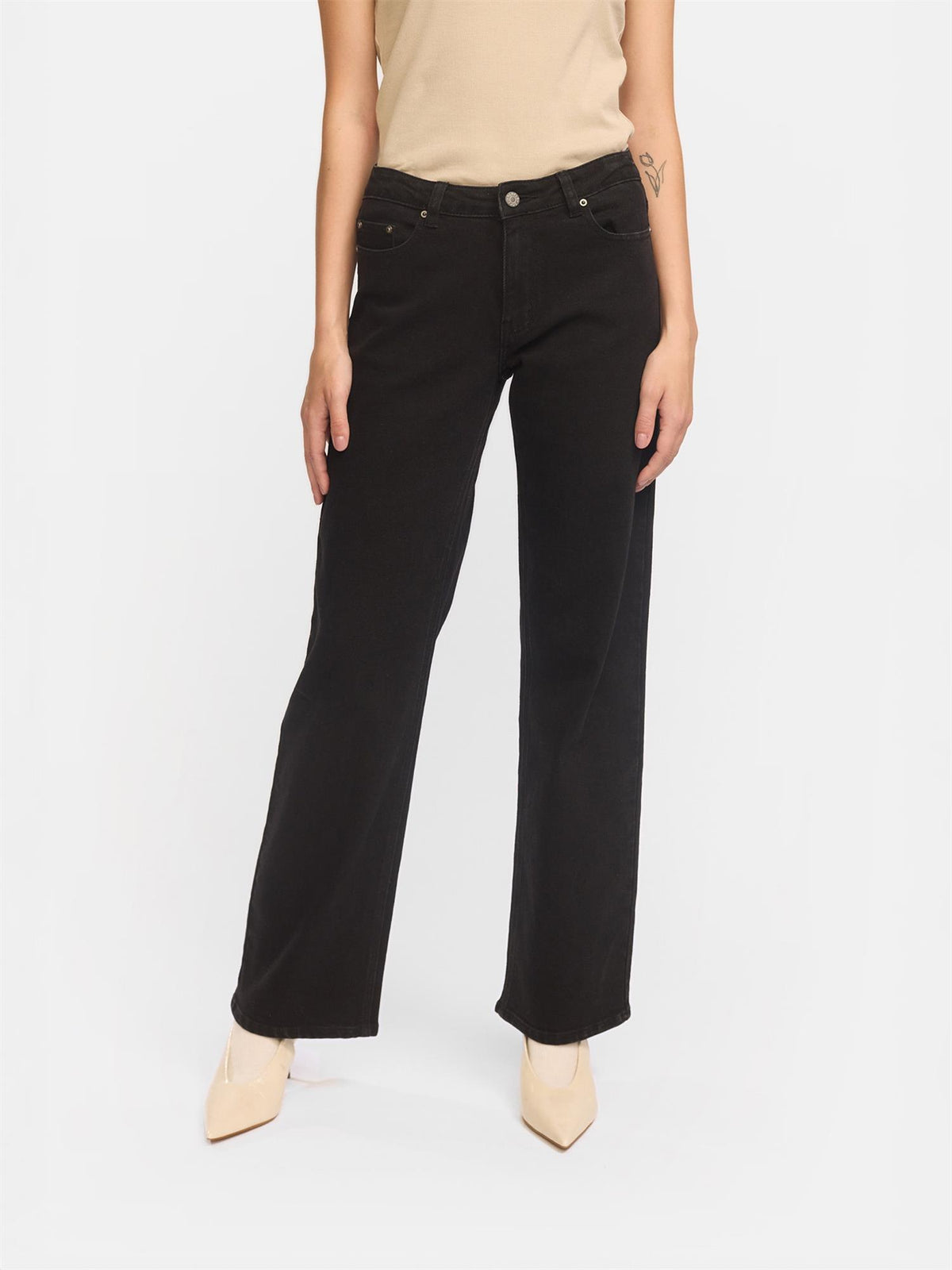 Willa Midwaist Wide Jeans - Sort