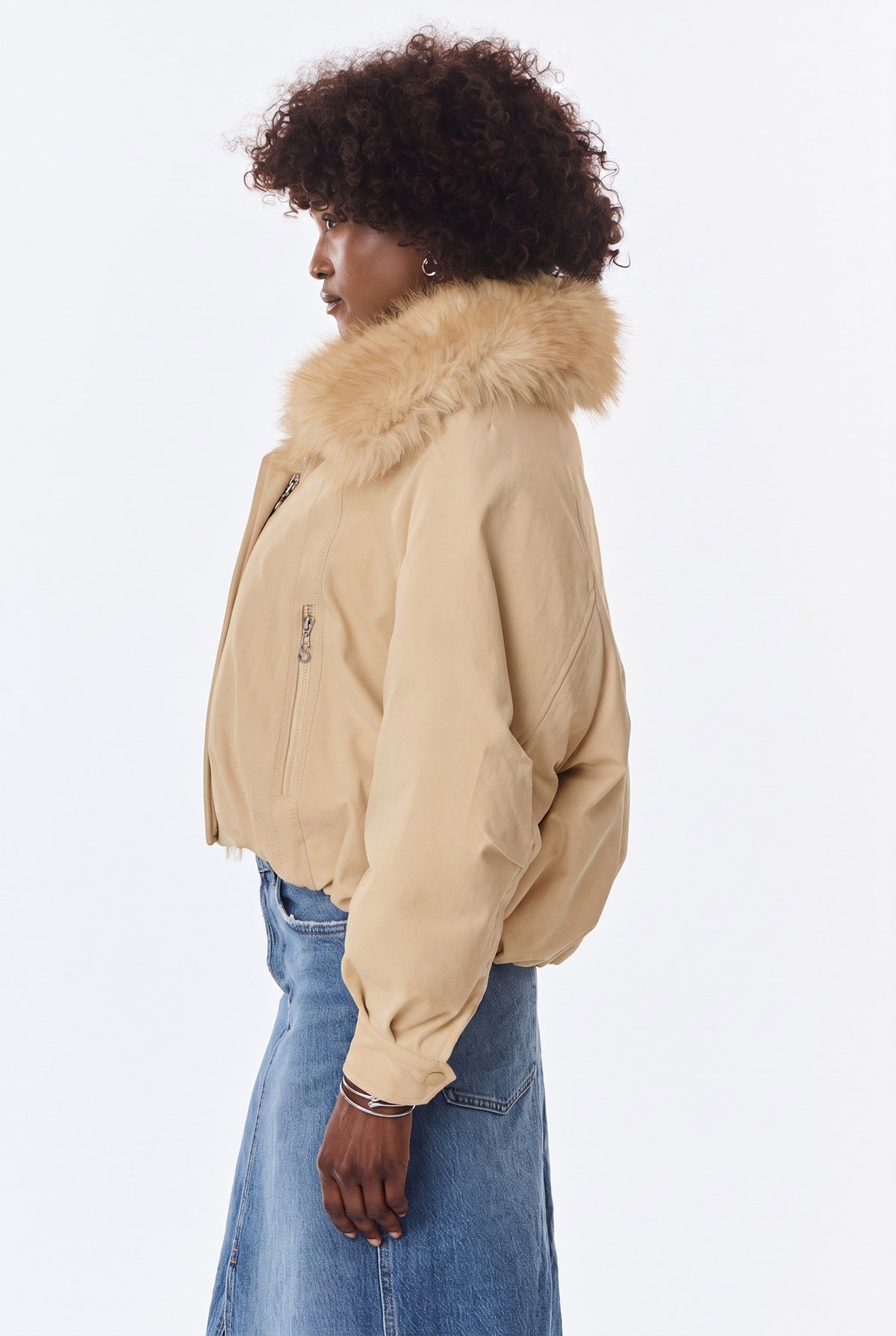 Belina jakke med avtagbar pels - Beige
