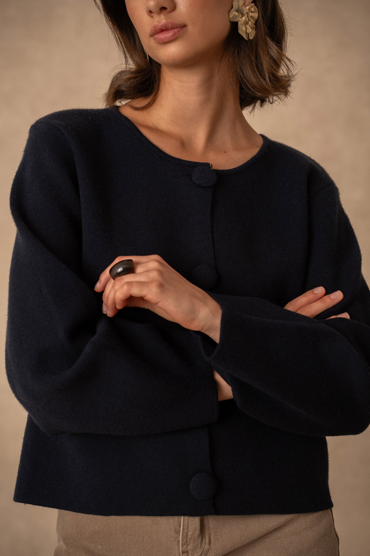Cardigan med store knapper YP2085 - Marineblå