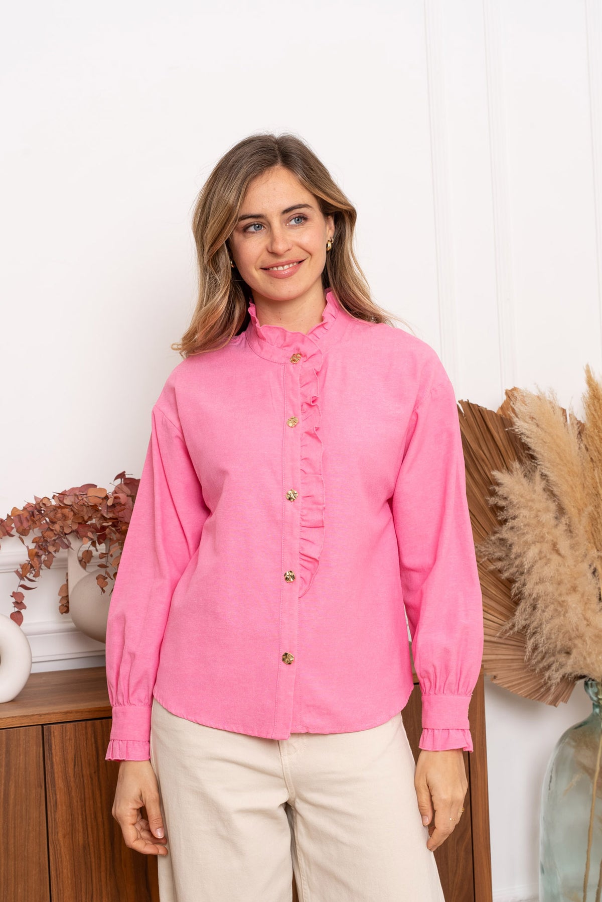 Skjorte med gullknapper - Rosa