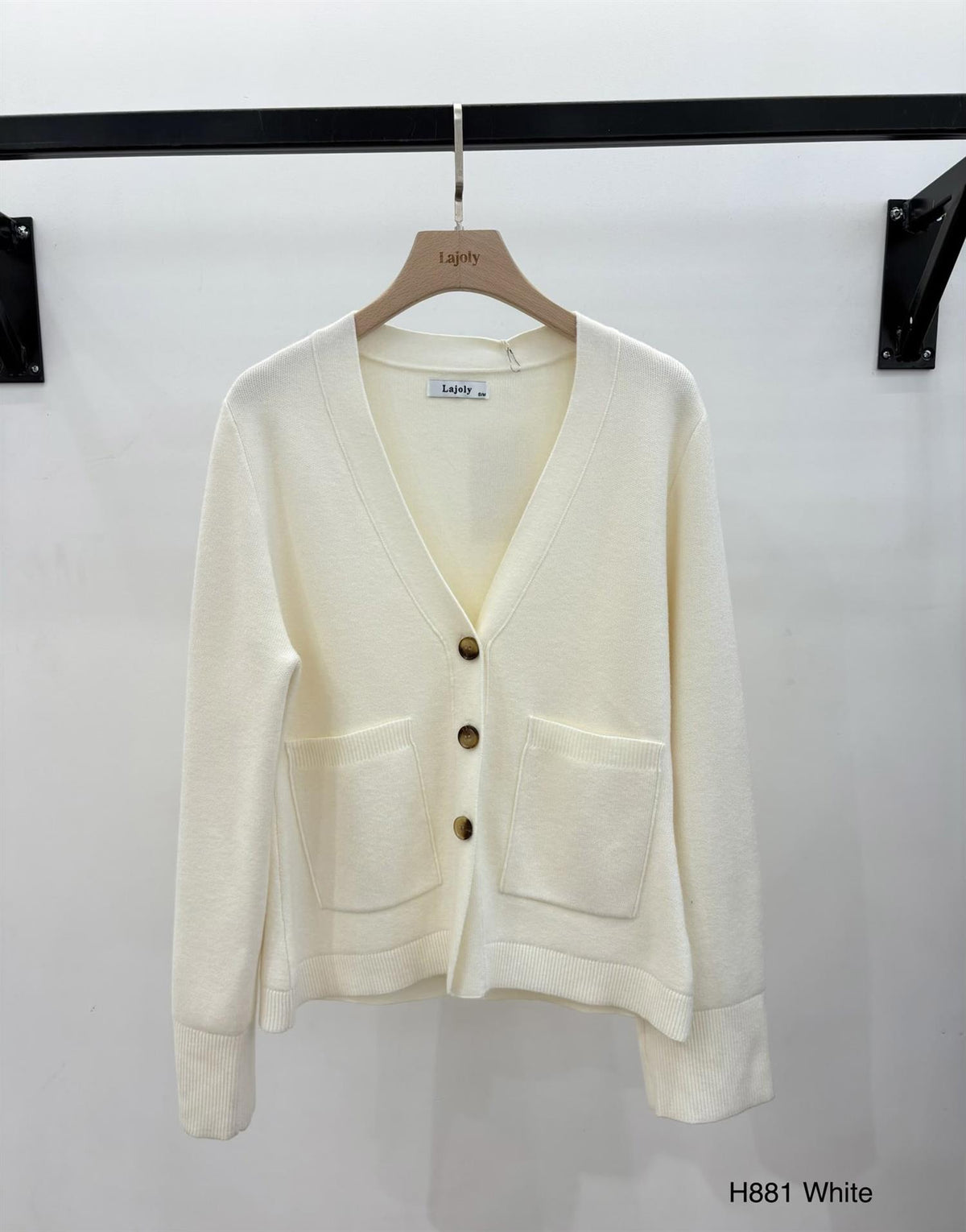 Cardigan med knapper H881 - Hvit