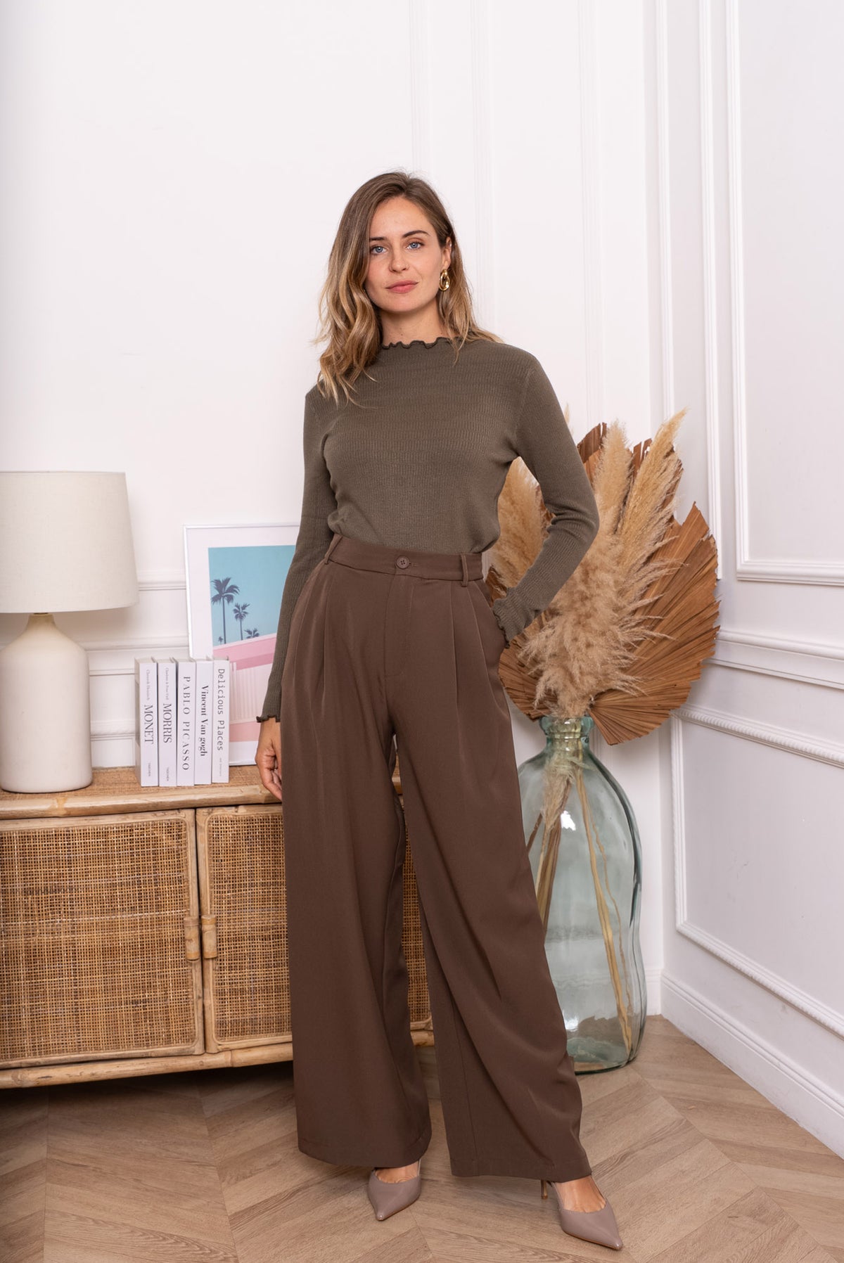 Oversized bukse med legg ZP767 - Cafe