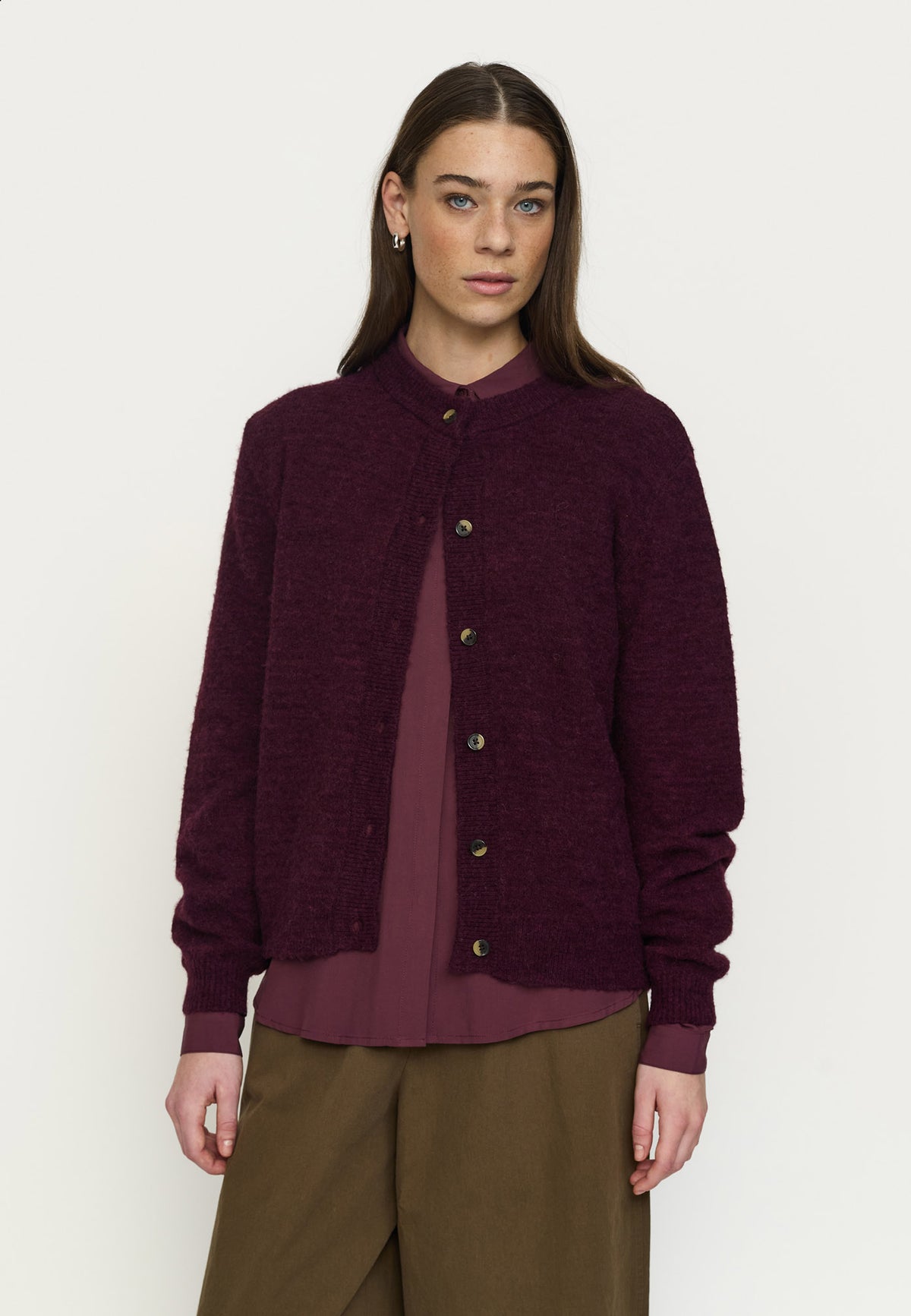Allsion O-neck Cardigan Knit - RWS - Burgunder
