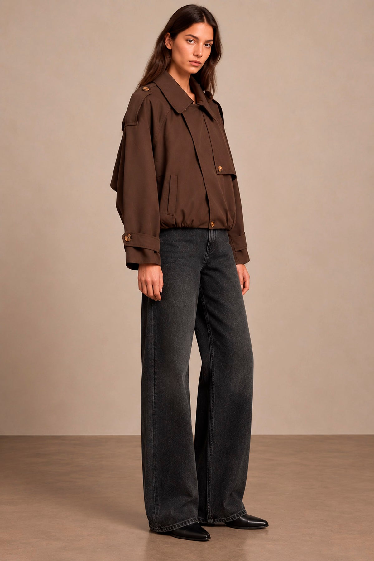 Kort trench - Brun