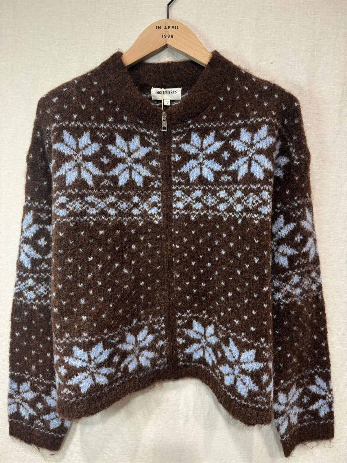 Cardigan med glidelås - Brun