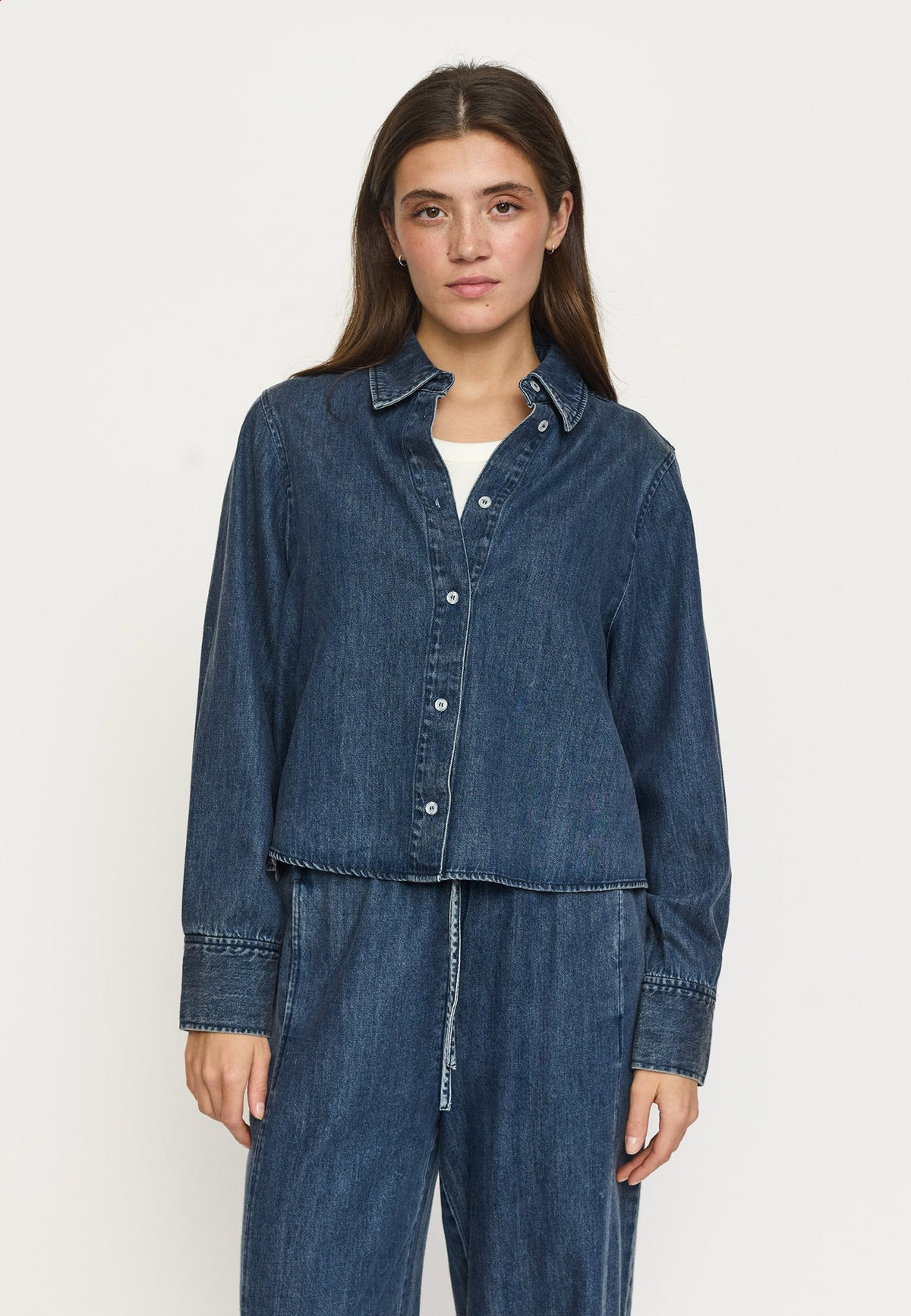 Keira Cropped Shirt - Mørkeblå