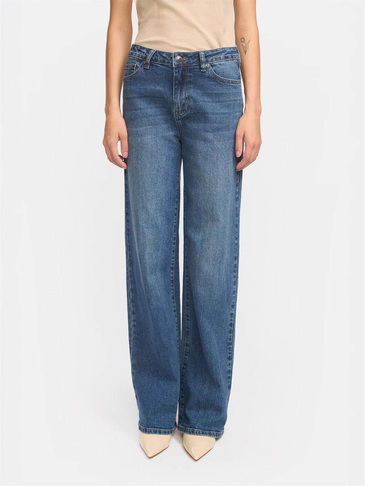 Willa Midwaist Wide Jeans - Mørkeblå