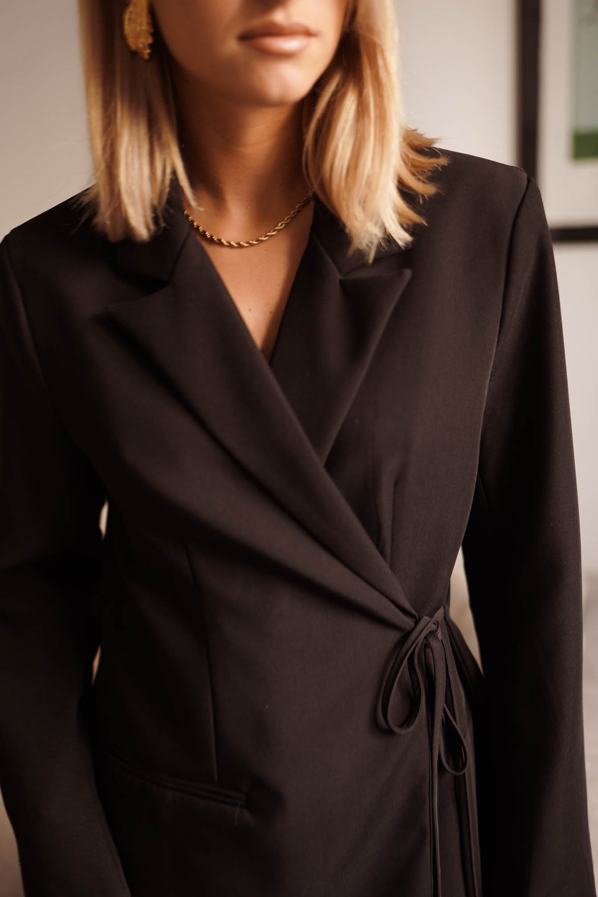 Blazer med knyting - Sort