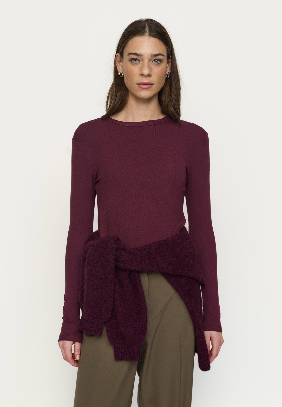 Fenja O-neck Top - Burgunder