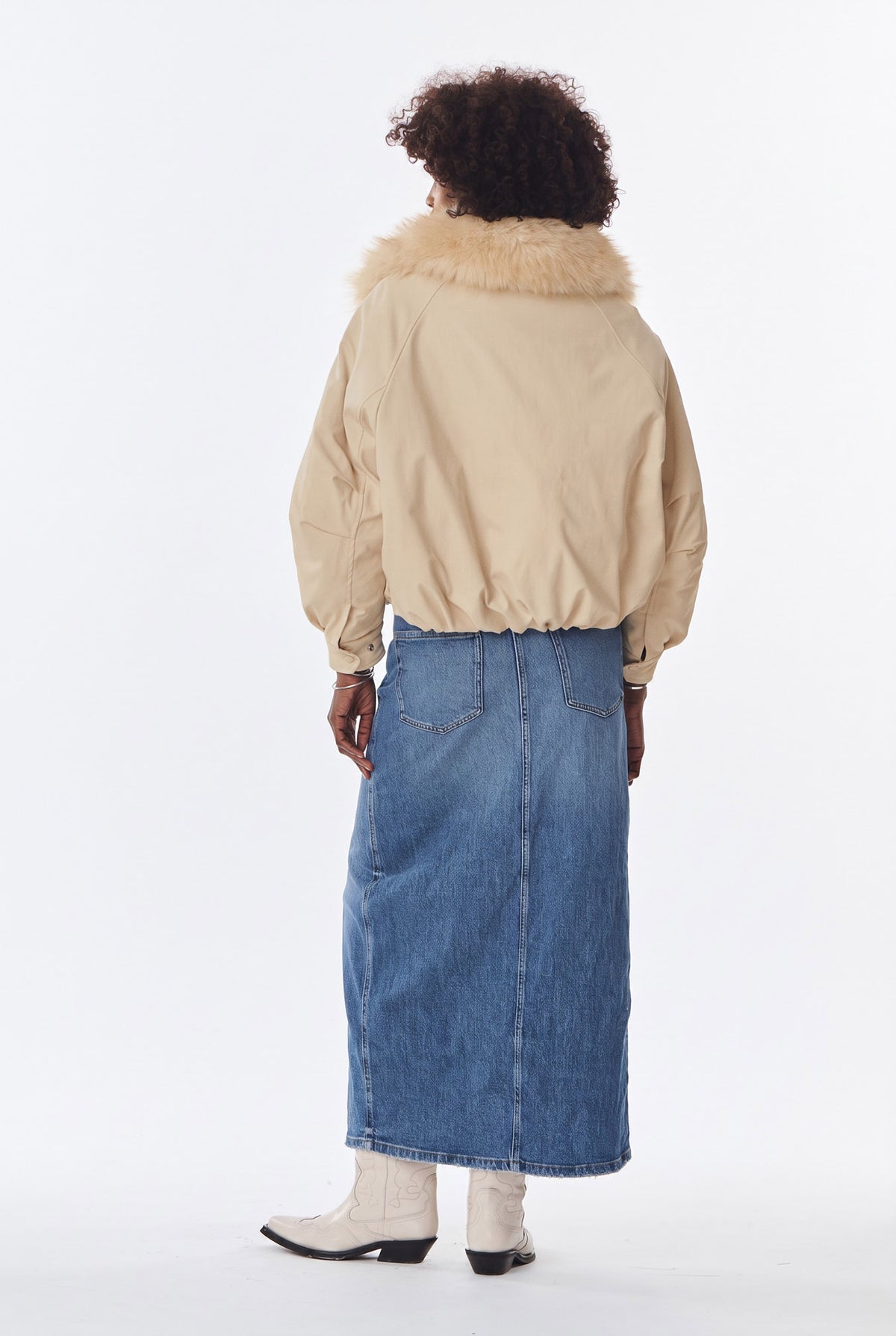 Belina jakke med avtagbar pels - Beige