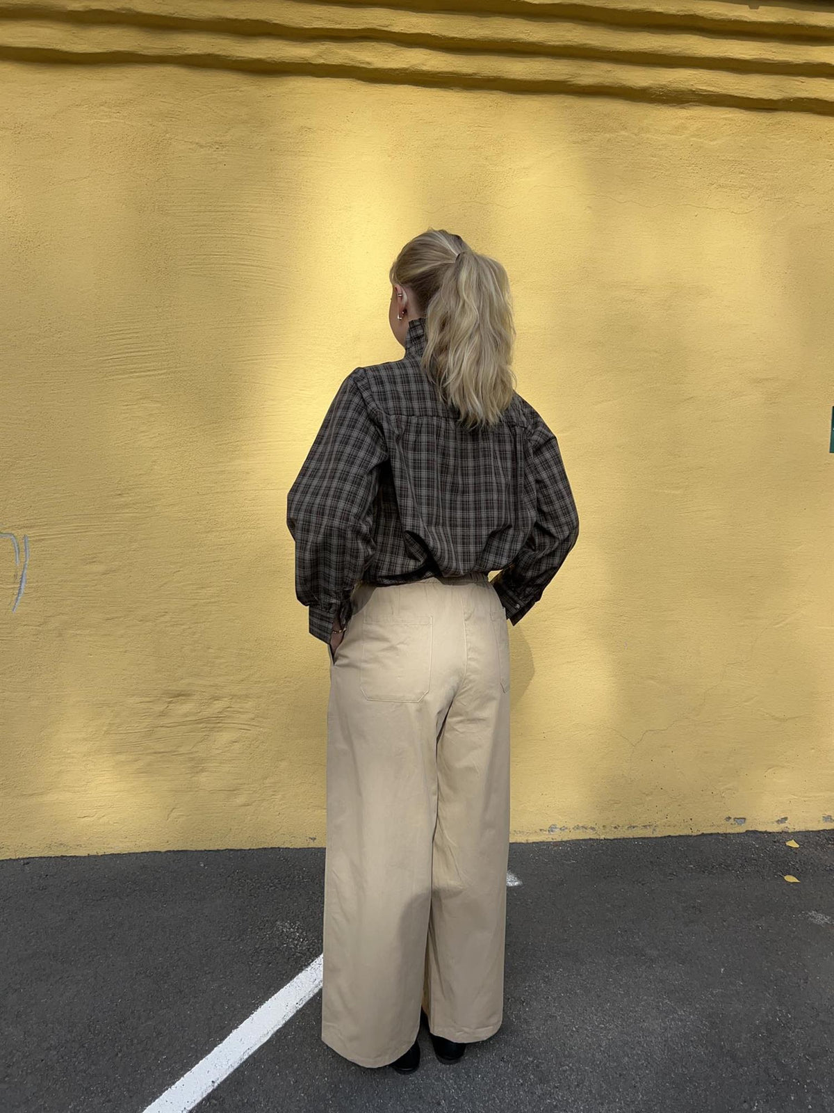 Bukse med vide ben - Beige