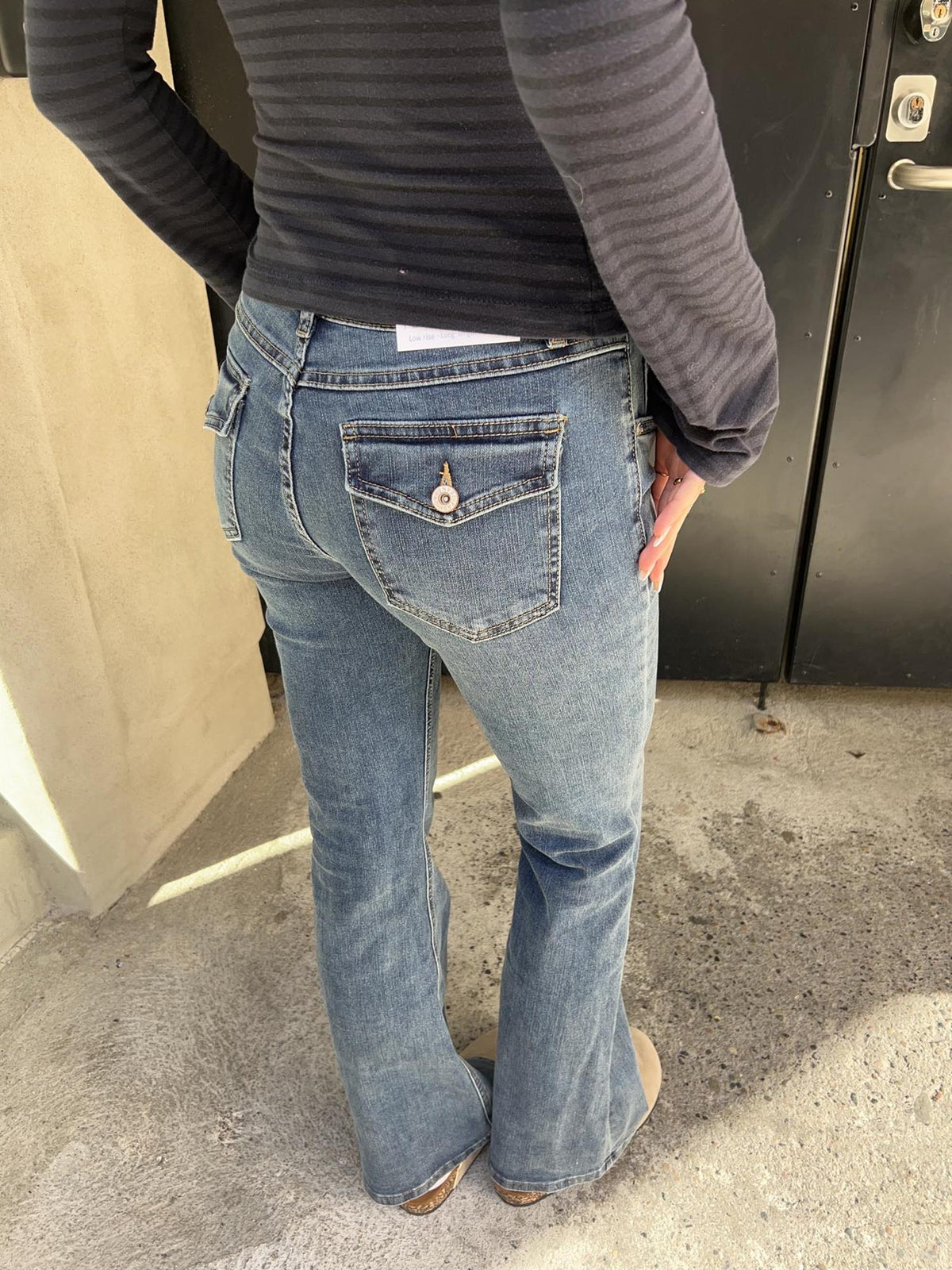 Flarejeans med lavt liv 5105 - Vintage Blå