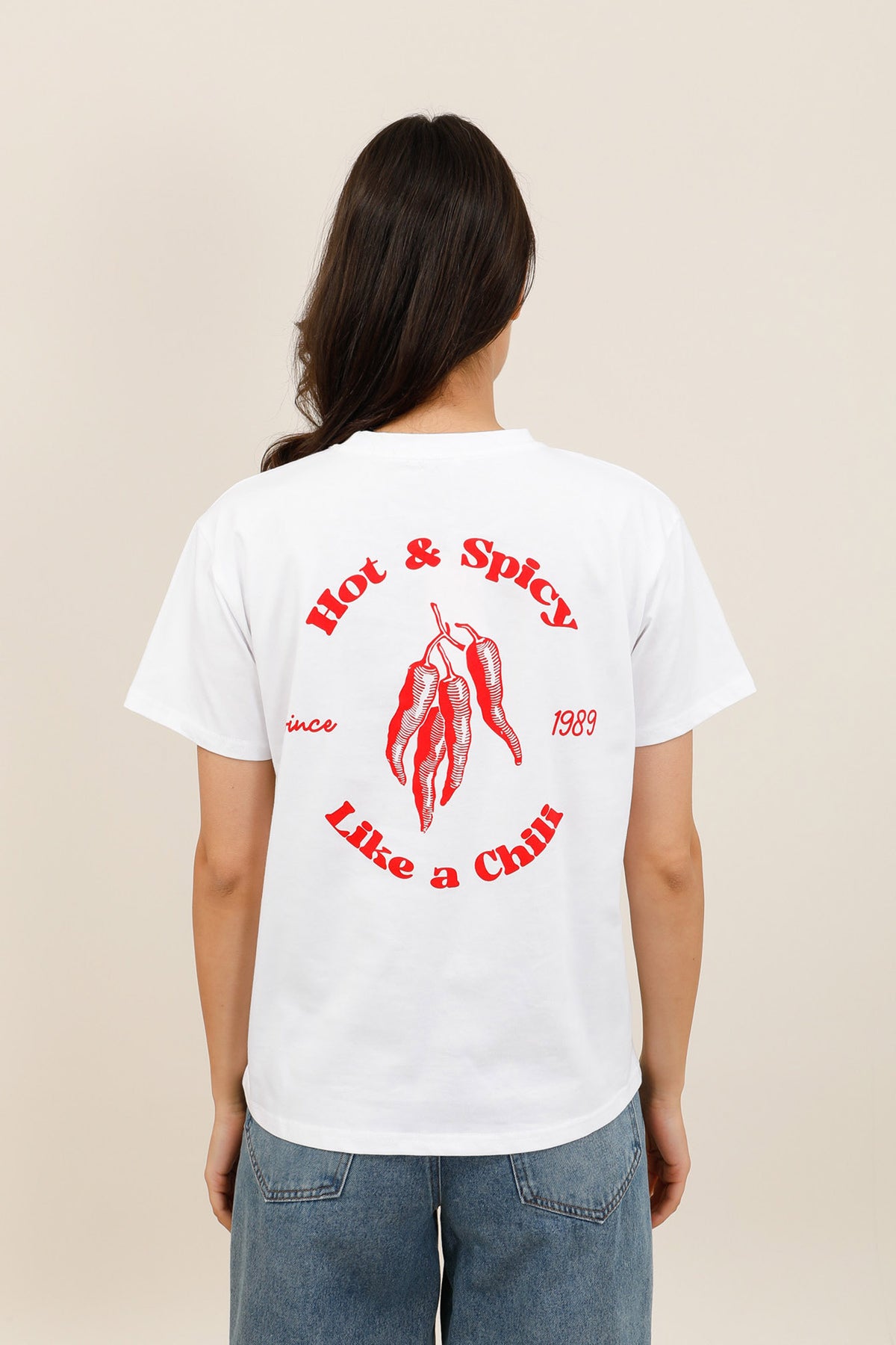 T-skjorte med chili backprint - Hvit