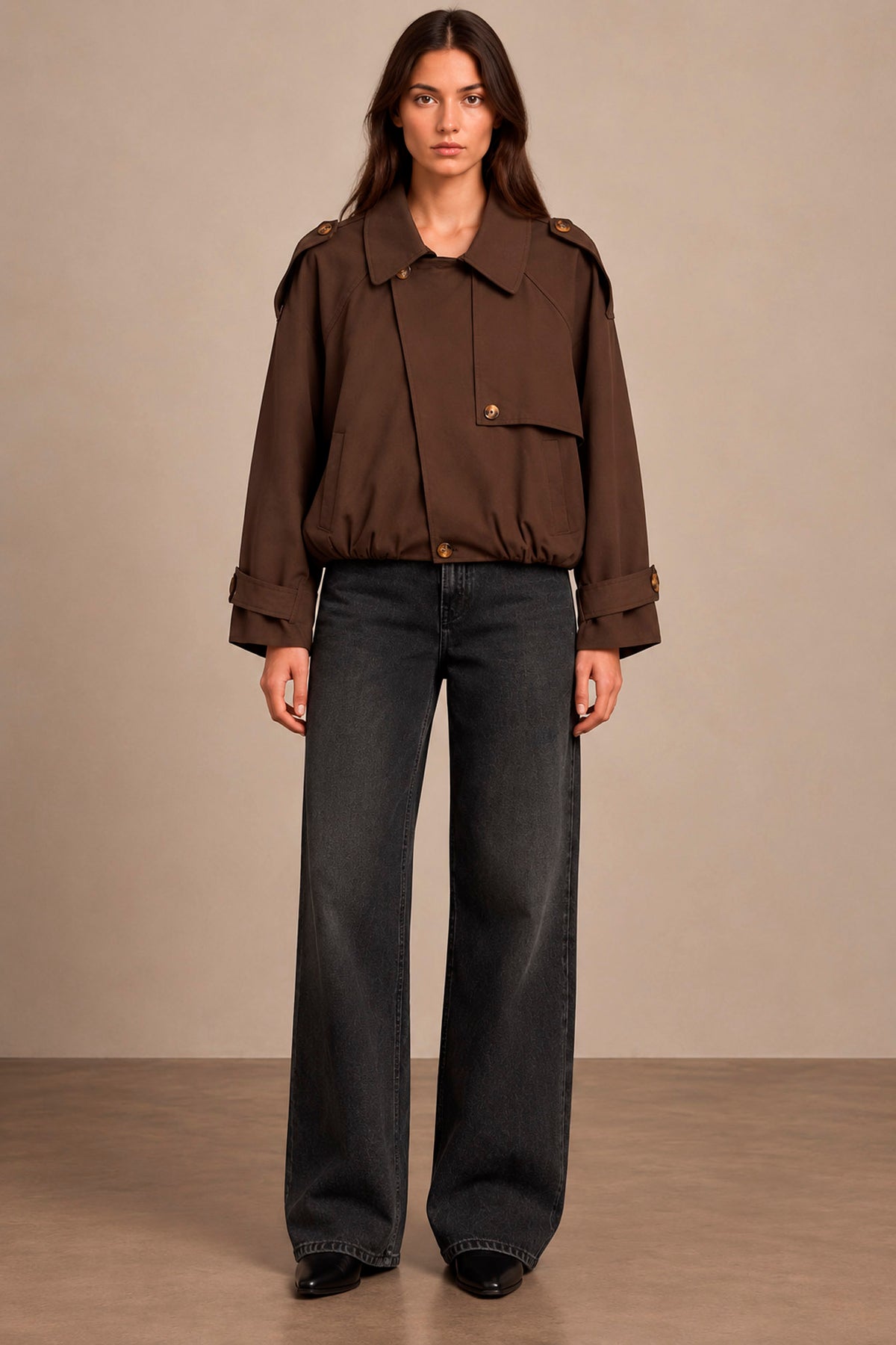 Kort trench - Brun