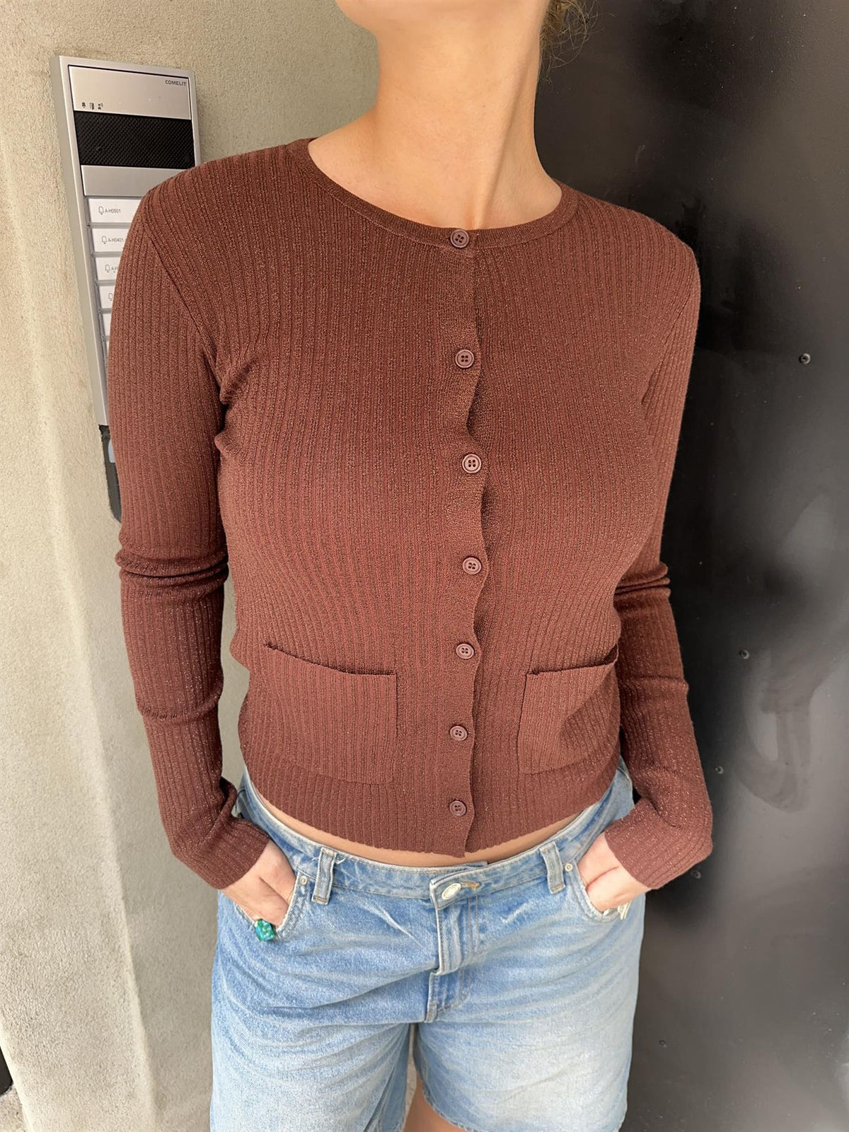 Tynn cardigan - Brun