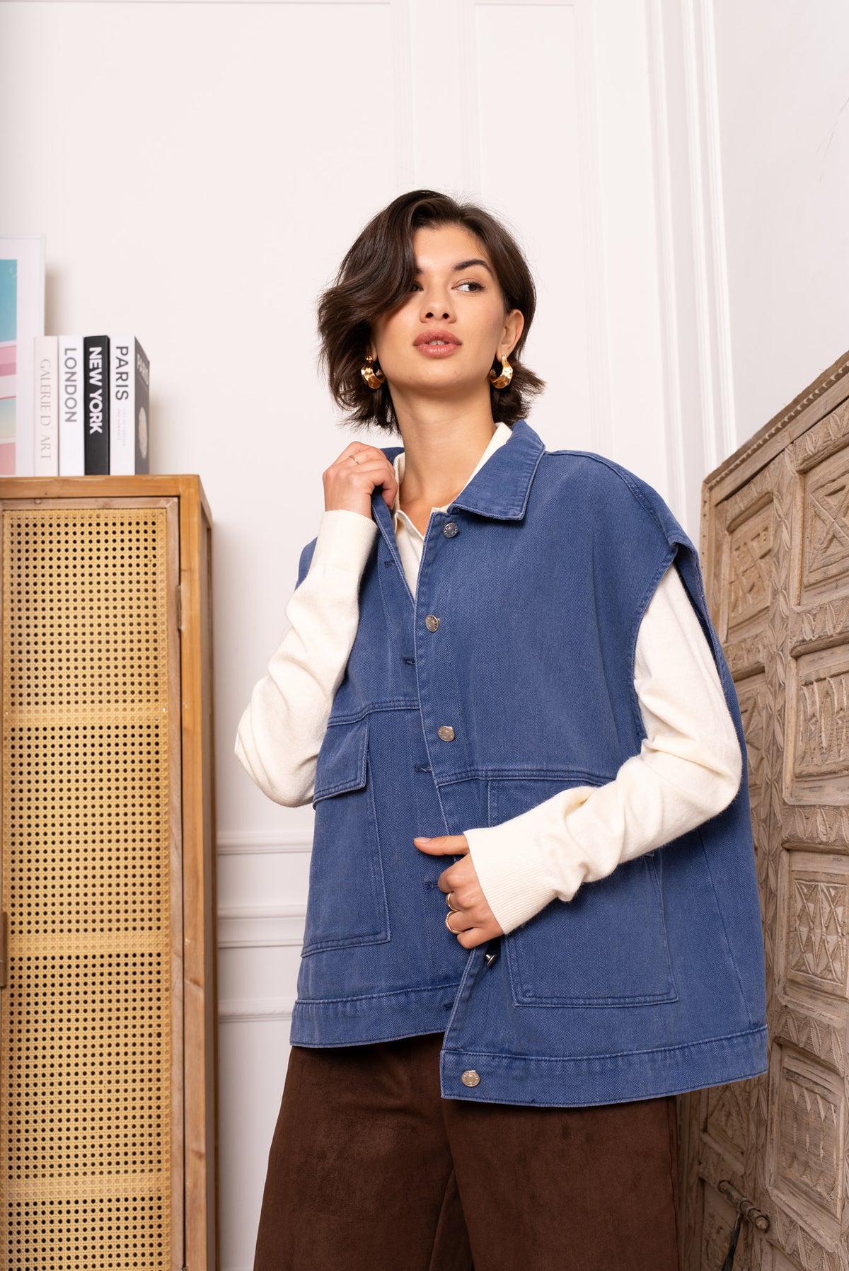 Oversized denimvest - Blå