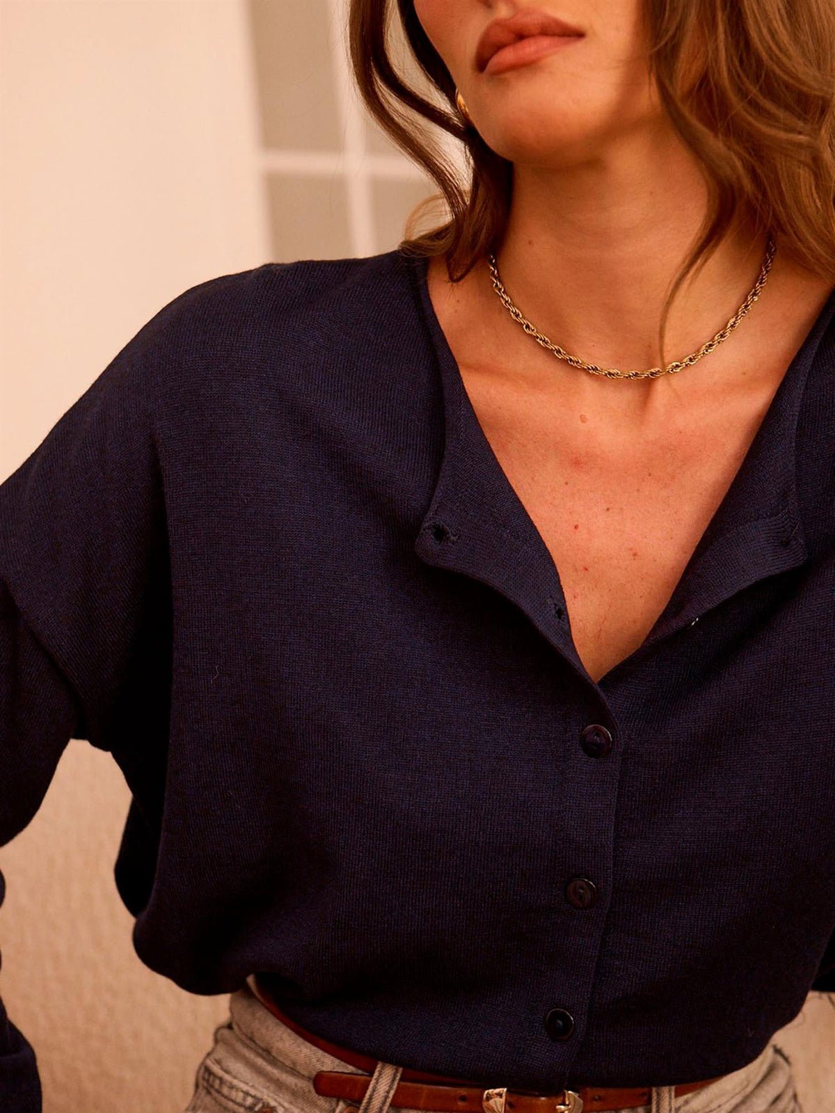 Basic cardigan - Marineblå