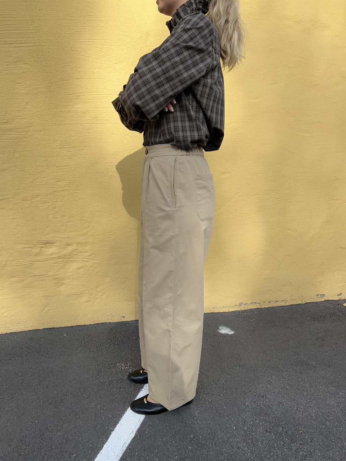 Bukse med vide ben - Beige