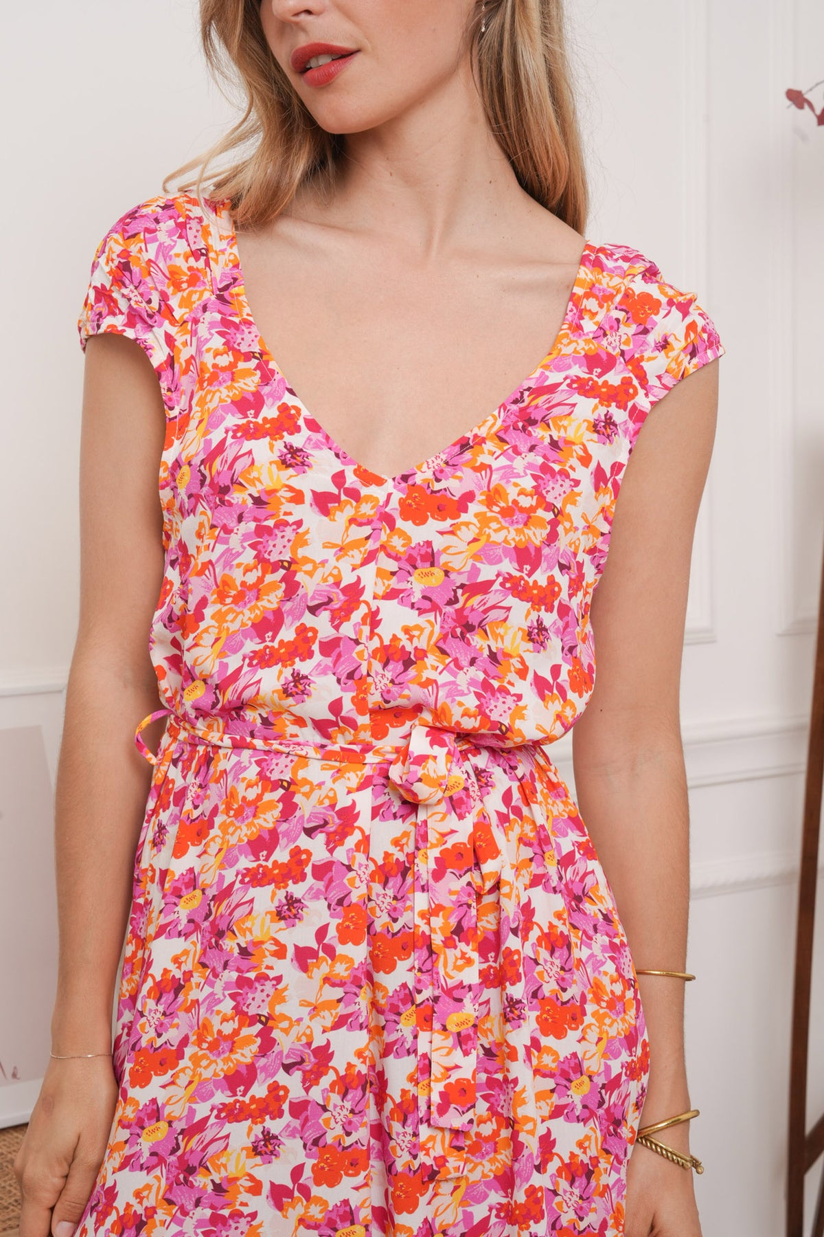 Maxikjole med blomsterprint - Multi