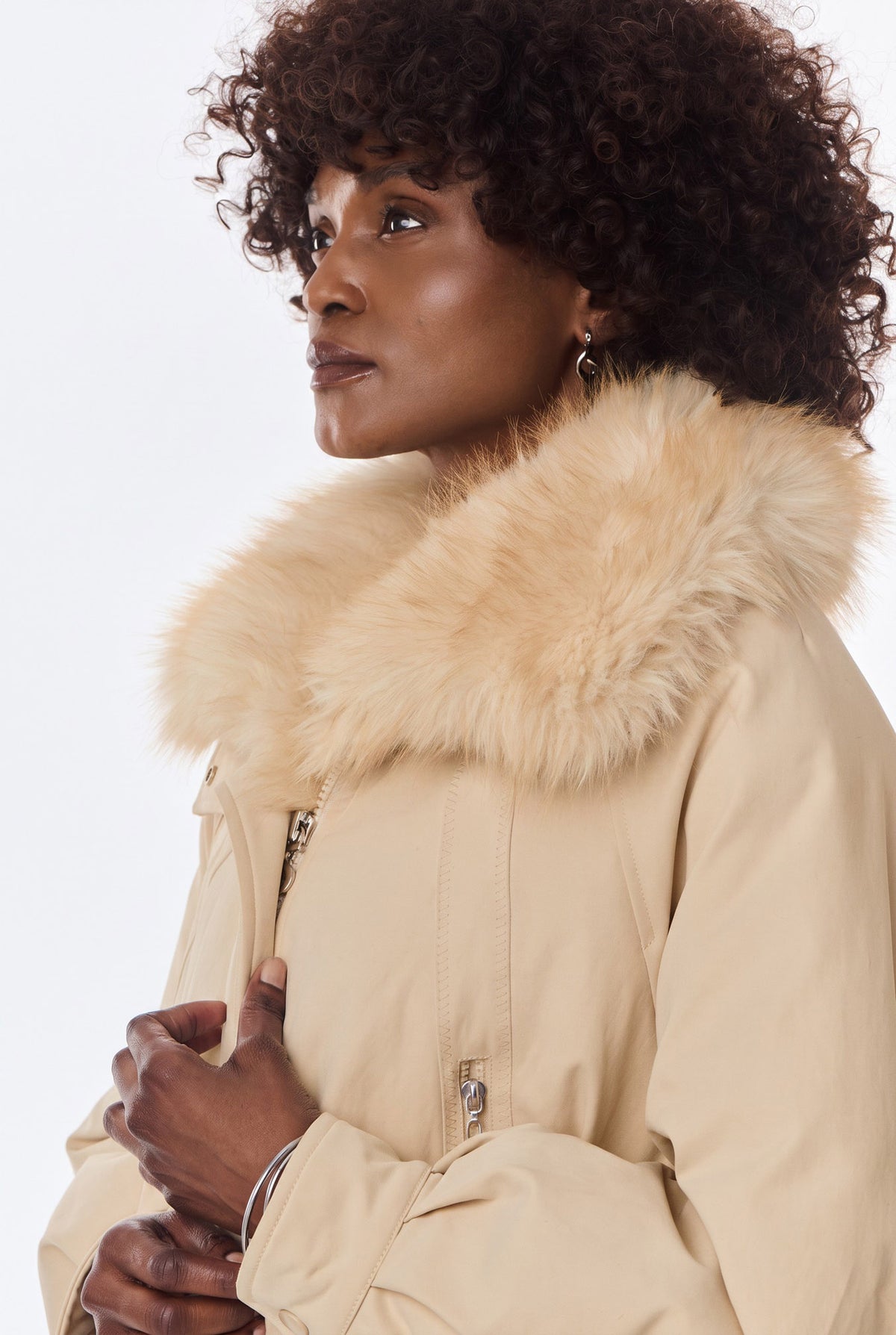 Belina jakke med avtagbar pels - Beige